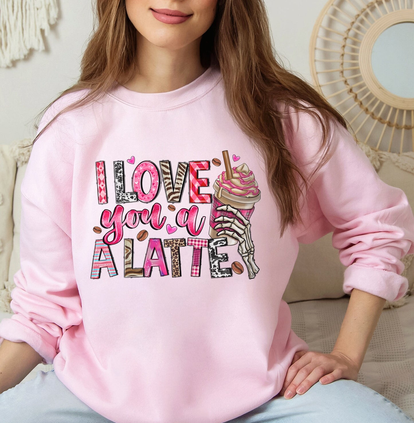 I Love you a Latte Valentines Day Sweatshirt, Valentines Day Gift Long Sleeve Shirt, Funny Valentines Day Shirt, Cute Valentines Day Shirt