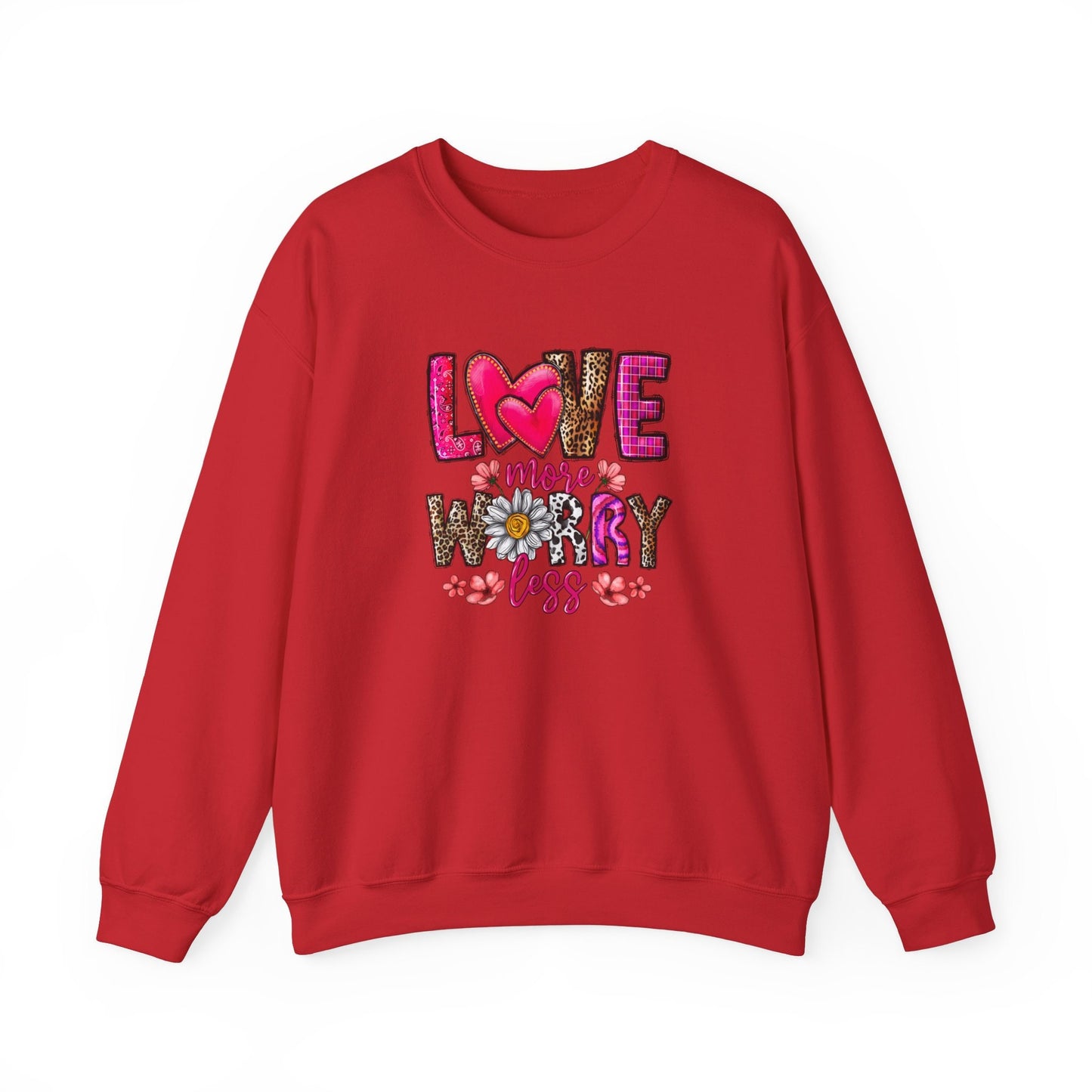 Love More Worry Less Valentine's Day Sweatshirt, Valentines Day Long Sleeves Love Shirt, Shirt with Heart for Valentines Day Gift for Her