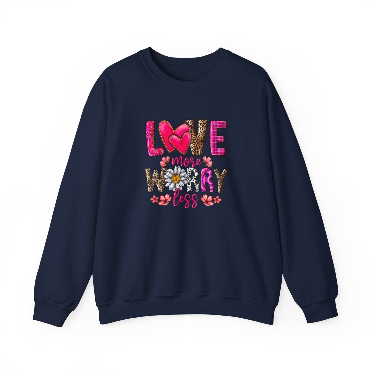 Love More Worry Less Valentine's Day Sweatshirt, Valentines Day Long Sleeves Love Shirt, Shirt with Heart for Valentines Day Gift for Her