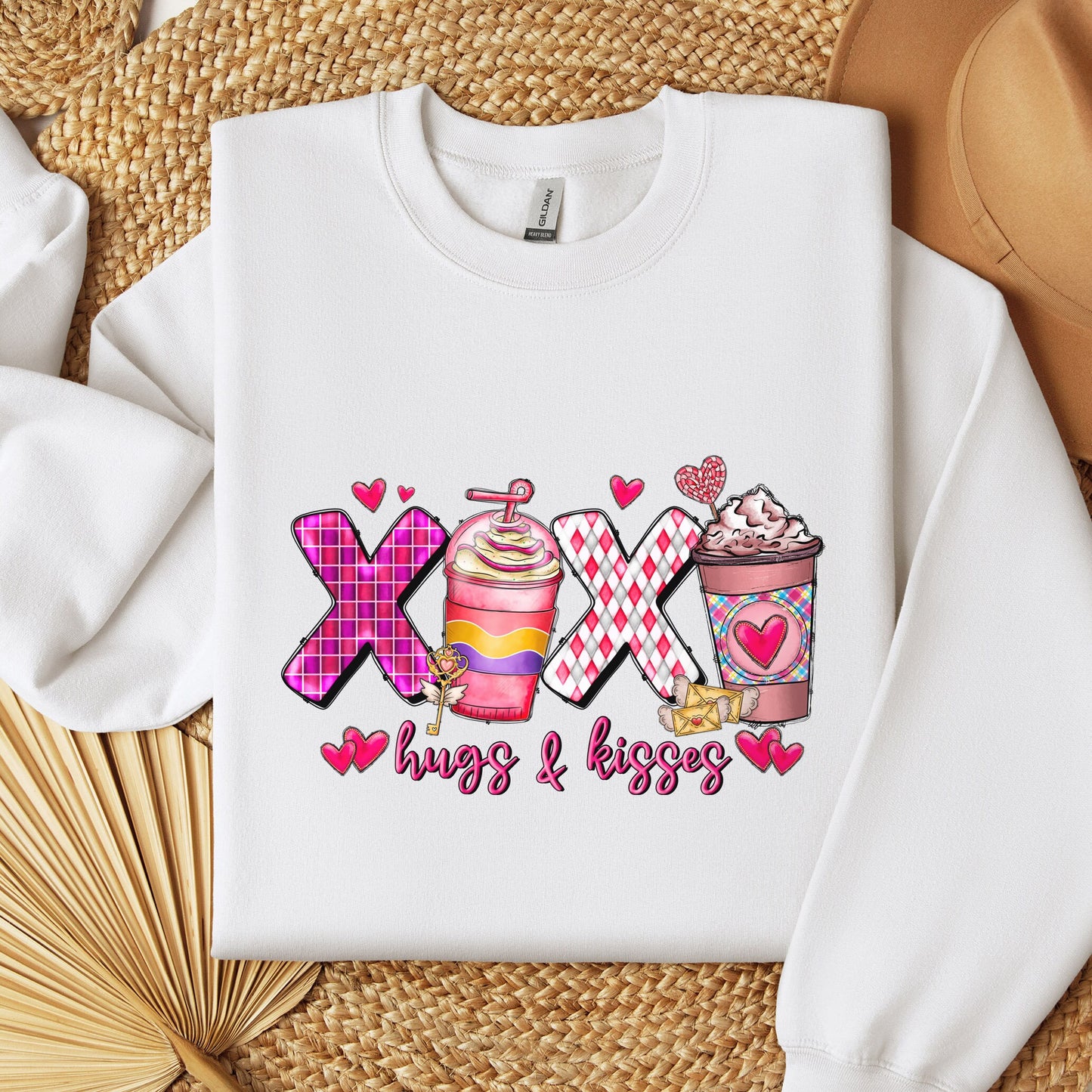 Sweat-shirt XoXo Coffee Hug Kisses, chemise à manches longues Xo Xo pour la Saint-Valentin, chemise d'amour pour cadeau de Saint-Valentin, chemise cadeau de Saint-Valentin