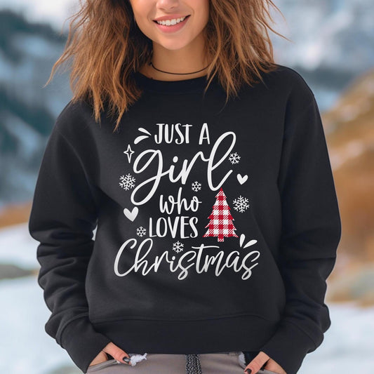 Sweat-shirt cadeau de Noël, sweat-shirt cadeau de vacances, sweat-shirt juste une fille qui aime Noël, sweat-shirt unisexe en mélange épais, cadeau pour elle