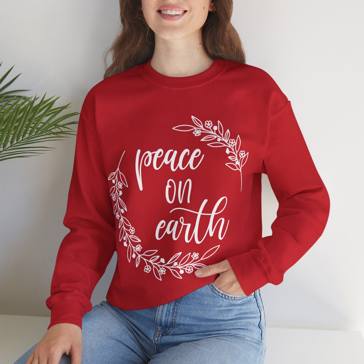 Peace Sweatshirt, Holidays Gift Sweatshirt, Christmas Sweatshirt, Unisex Gift Sweatshirt, Gift for Her, Gift for Him, Winter Sweatshirt