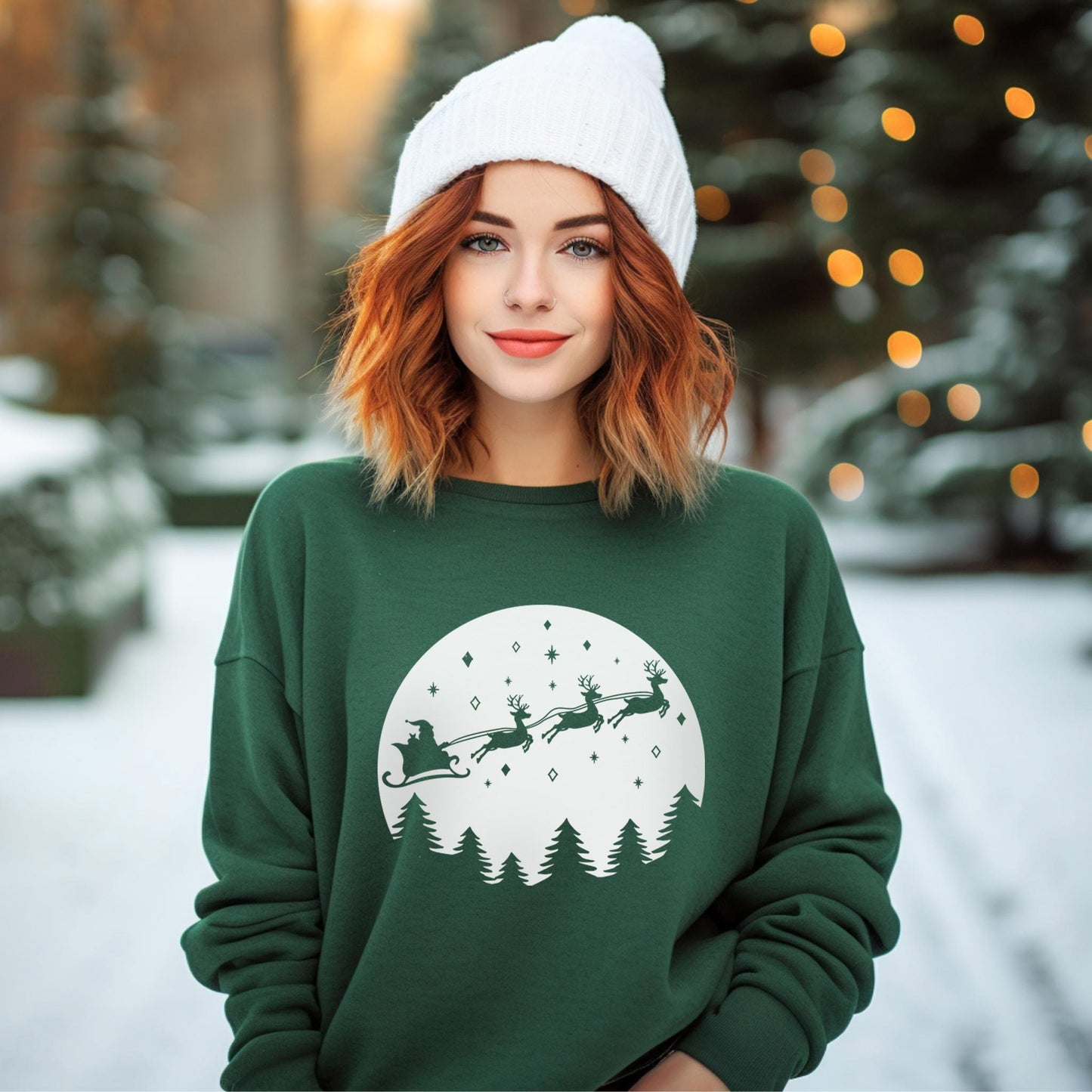 Sweat-shirt cadeau de Noël avec traîneau du Père Noël, sweat-shirt cadeau de vacances, chemise cadeau d'hiver de Noël, sweat-shirt unisexe, cadeau pour elle, cadeau pour lui