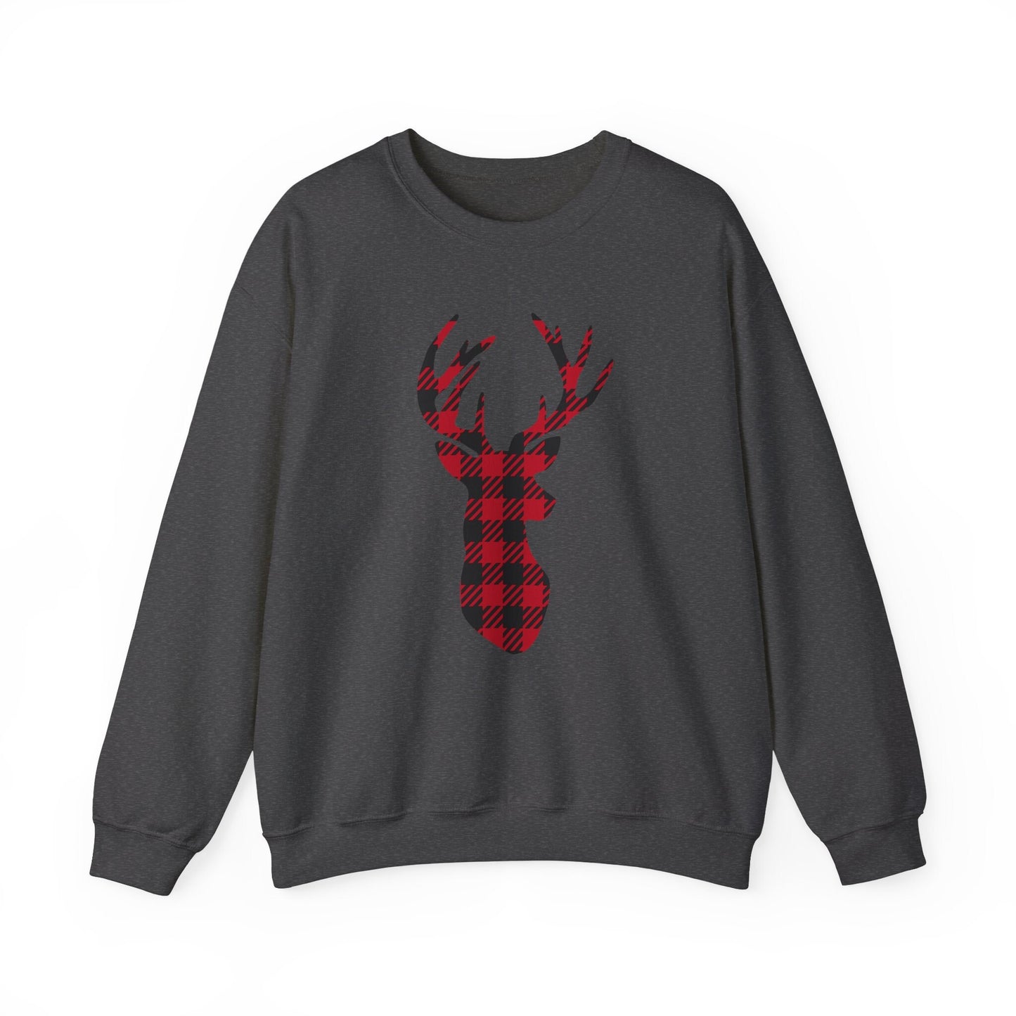 Christmas Plaid Pattern Reindeer Sweatshirt, Holidays Gift Sweatshirt, Buffalo Plaid Pattern Sweatshirt, Reindeer Sweatshirt, Gift for Her