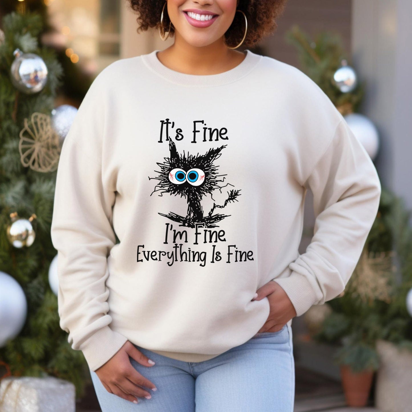 Sweat-shirt It's Fine Everything's Fine, Sweat-shirt It's Fine I'm Fine Cat, T-shirt sarcastique drôle de chat, Sweat-shirt cadeau I'm Fine Cat