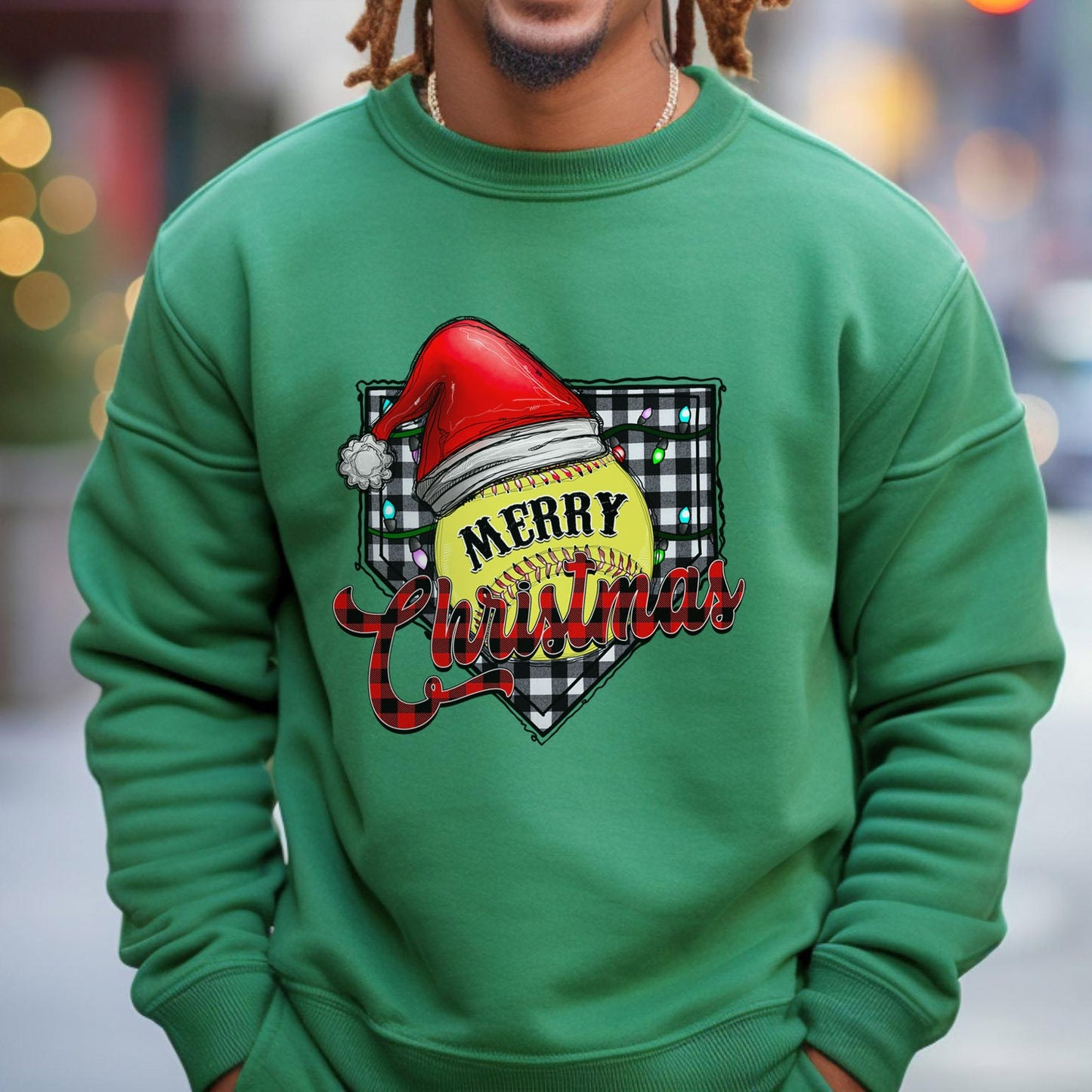 Merry Christmas Sweatshirt, Plaid Pattern Sweatshirt, Santa Shirt, Holidays Gift Sweatshirt, Unisex Sweatshirt, Gift for Her, Gift for Him