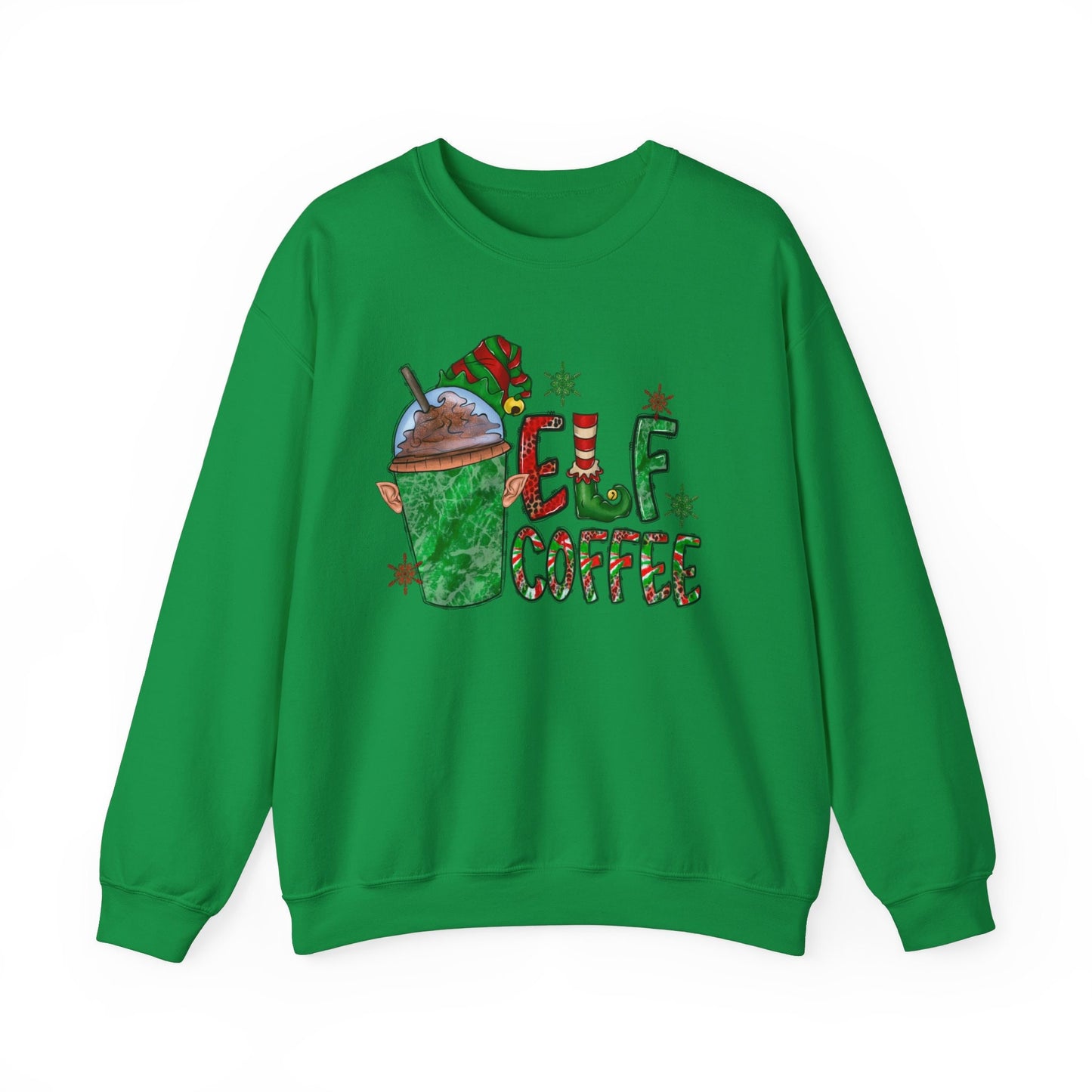 Elf Sweatshirt, Christmas Sweatshirt, Funny Elf Coffee Shirt, Holidays Gift Sweatshirt, Xmas Unisex Sweatshirt, Gift for Her, Gift for Him