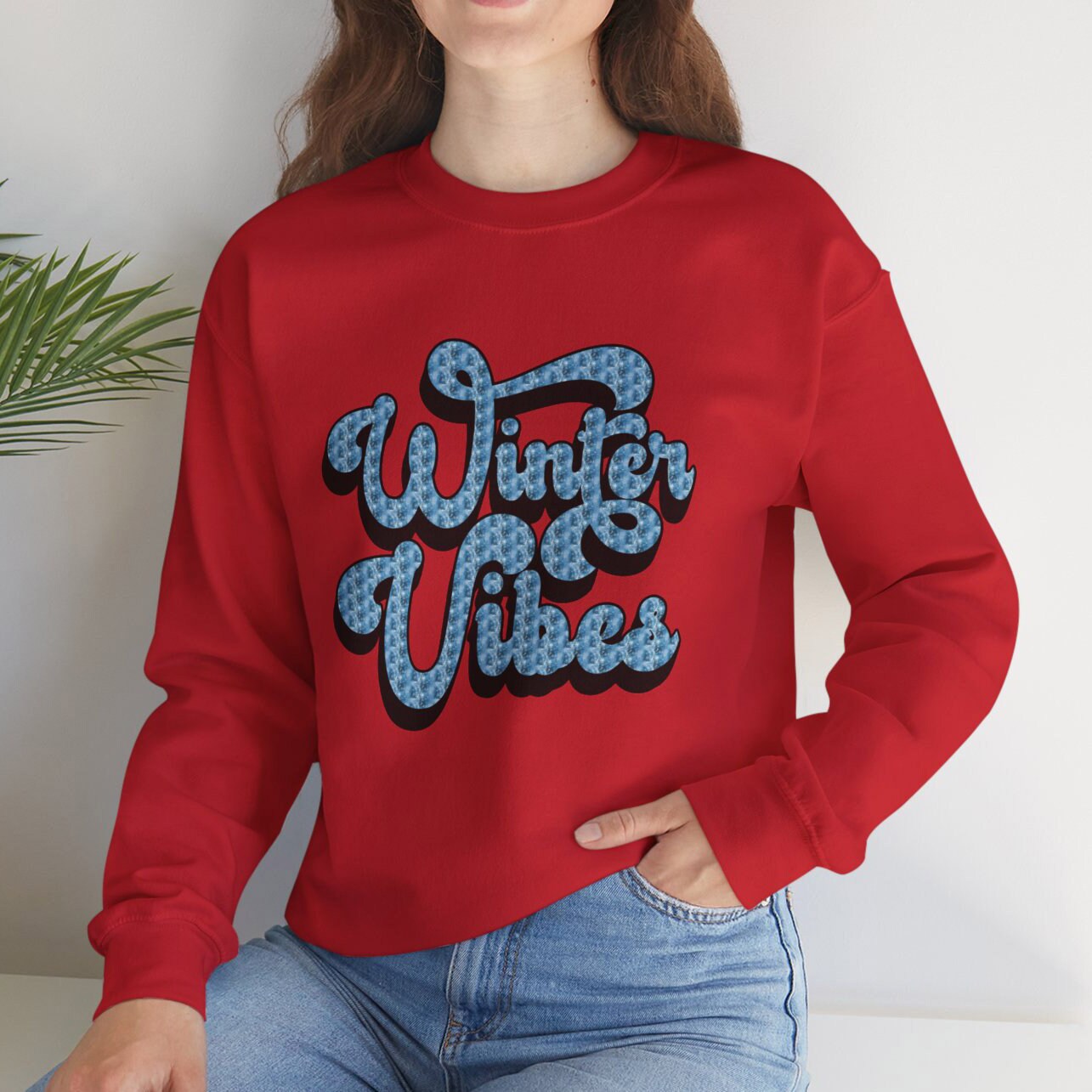 Sweat-shirt rétro Winter Vibes, sweat-shirt cadeau inspirant, sweat-shirt cadeau de vacances, sweat-shirt cadeau unisexe, cadeau pour elle et lui