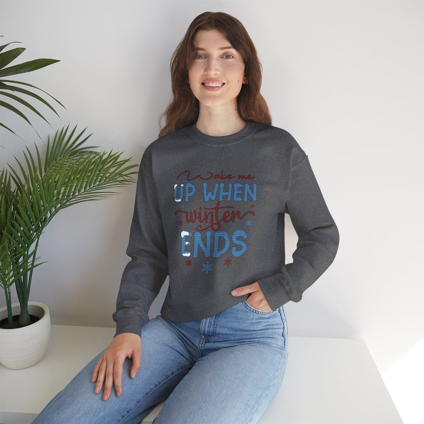 Sweat-shirt drôle « Réveille-moi quand l'hiver se termine », chemise cadeau de Noël à manches longues, sweat-shirt cadeau unisexe pour les vacances d'hiver