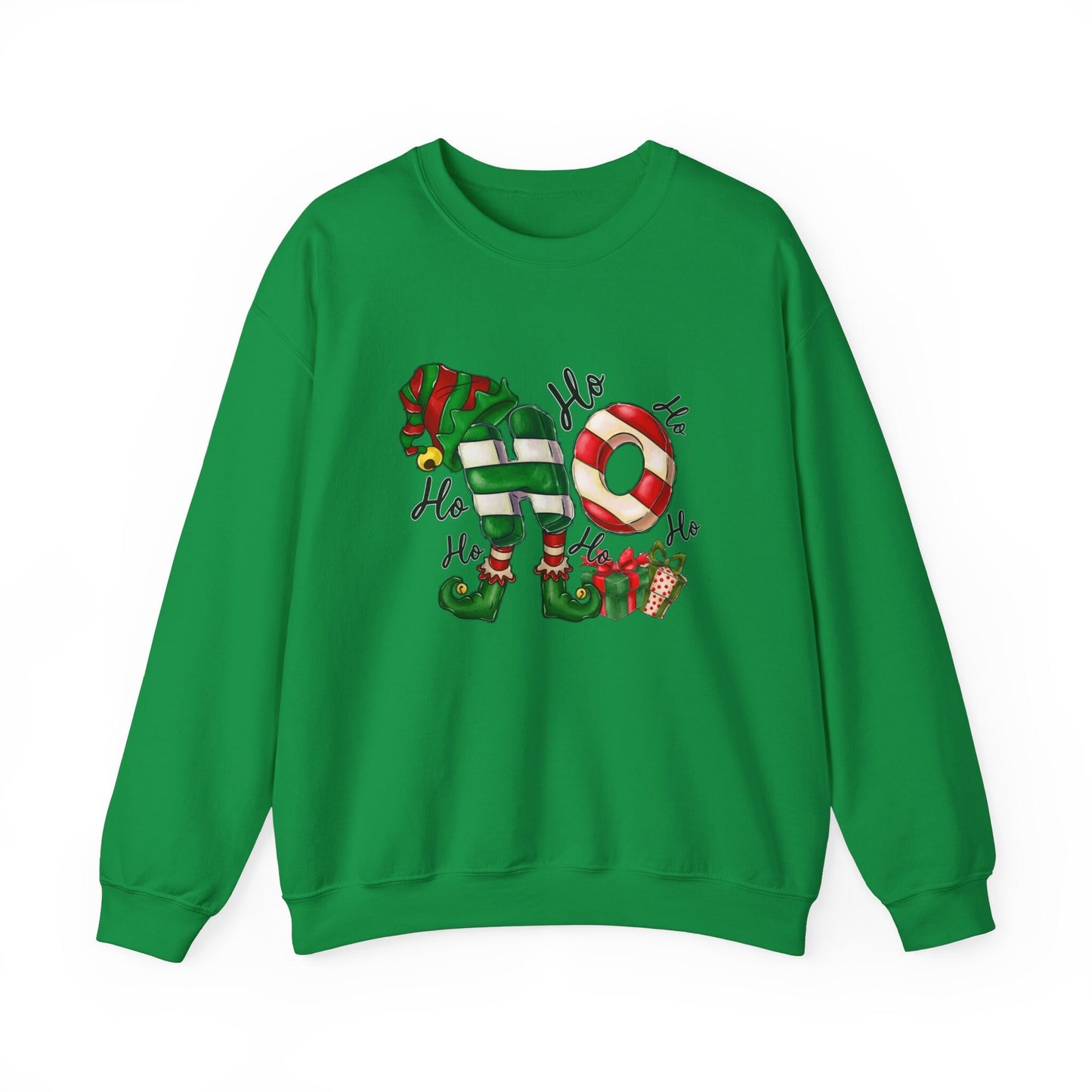 Ho Ho Ho Elf Christmas Sweatshirt, Christmas Santa Gift Shirt, Winter Elf Holidays Xmas Unisex Gift Sweatshirt, Gift for Her, Gift for Him