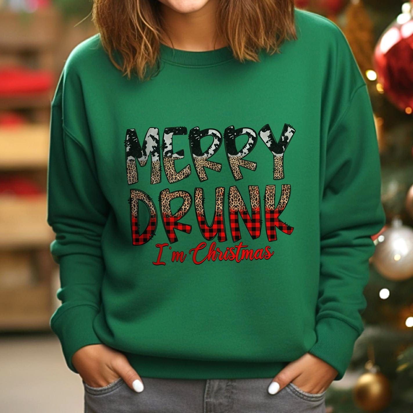 Sweat-shirt Joyeux Noël, T-shirt drôle de cadeau de Noël ivre, Sweat-shirt unisexe de cadeau de Noël de vacances, Cadeau pour elle, Cadeau pour lui