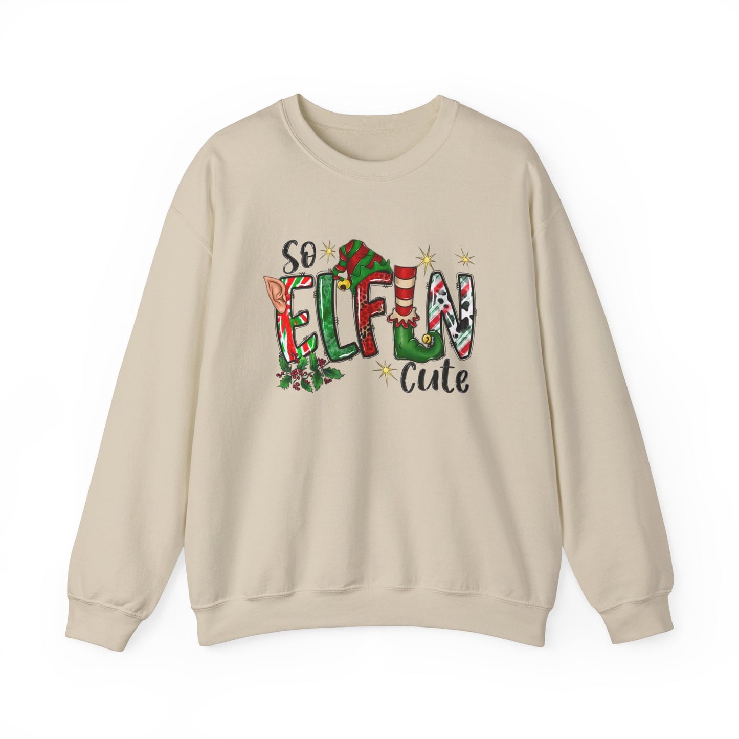 Cute Christmas Elf Sweatshirt, So Elfin Cute Funny Christmas Gift Shirt, Holidays Xmas Unisex Gift Sweatshirt, Gift for Her, Gift for Him