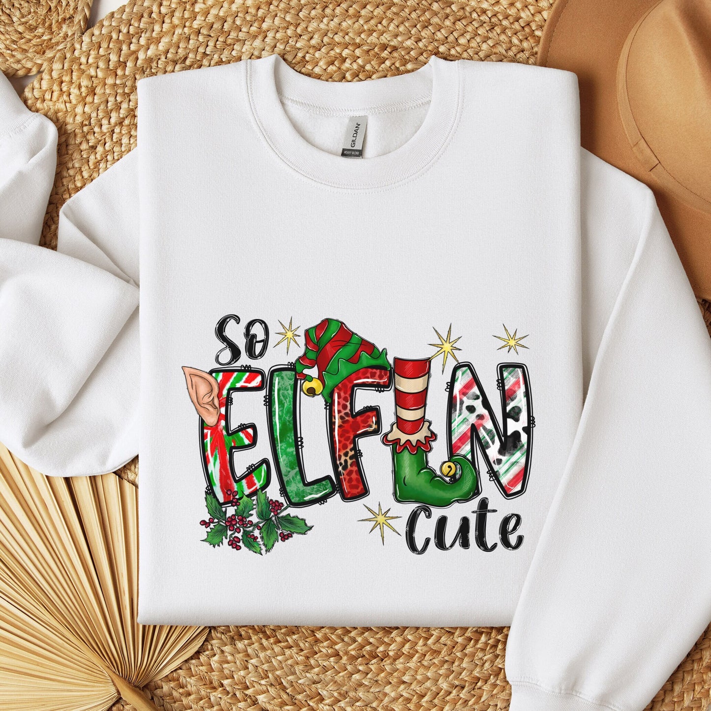 Cute Christmas Elf Sweatshirt, So Elfin Cute Funny Christmas Gift Shirt, Holidays Xmas Unisex Gift Sweatshirt, Gift for Her, Gift for Him