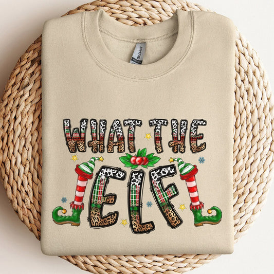 Sweat-shirt What the Elf, chemise à manches longues de Noël, sweat-shirt cadeau de vacances, sweat-shirt d'hiver, sweat-shirt cadeau unisexe de Noël