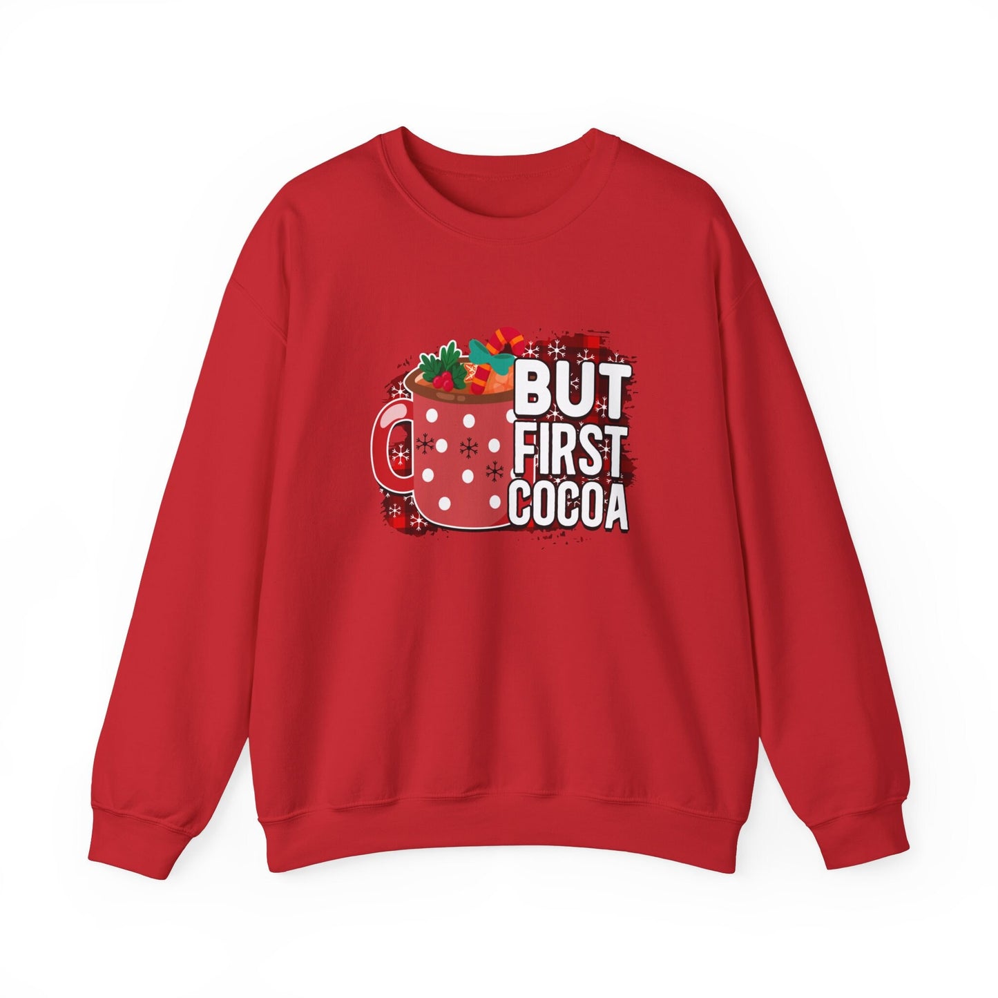 But First Cocoa Funny Christmas Long Sleeves Sweatshirt, Holidays Xmas Gift Sweatshirt, Winter Unisex Sweatshirt, Gift for Him, Gift for Her