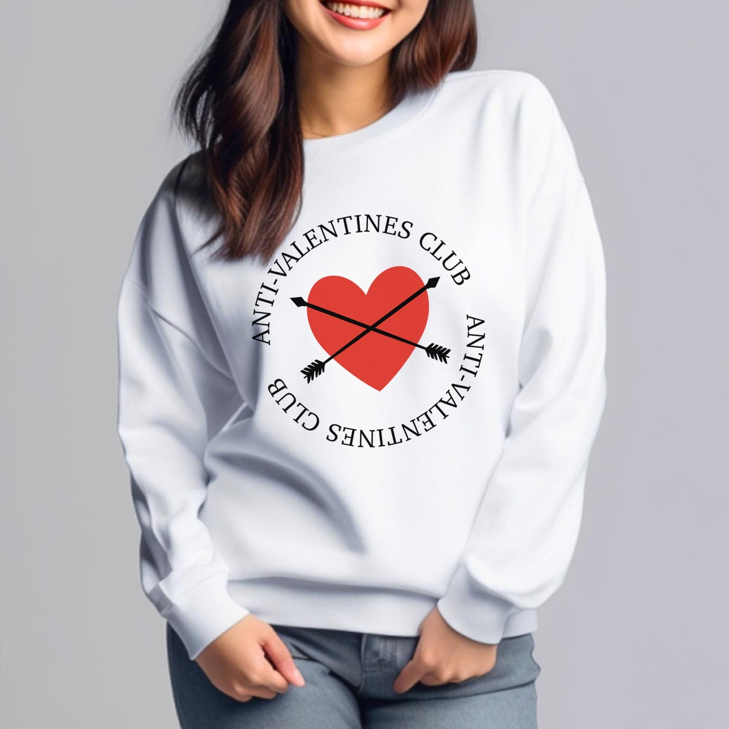 Sweat-shirt anti-Saint-Valentin, chemise drôle à manches longues pour la Saint-Valentin, chemise en forme de cœur, sweat-shirt cadeau en forme de cœur, sweat-shirt unisexe d'hiver