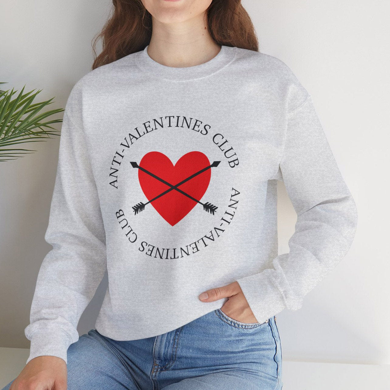 Sweat-shirt anti-Saint-Valentin, chemise drôle à manches longues pour la Saint-Valentin, chemise en forme de cœur, sweat-shirt cadeau en forme de cœur, sweat-shirt unisexe d'hiver