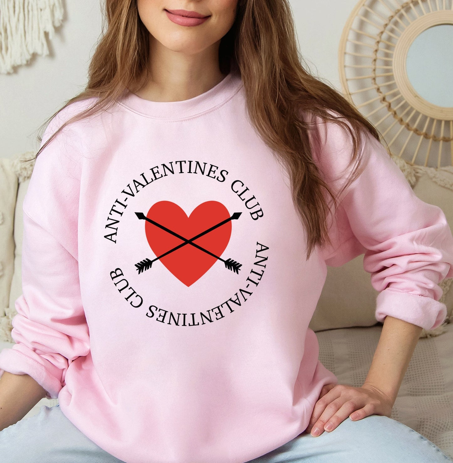 Sweat-shirt anti-Saint-Valentin, chemise drôle à manches longues pour la Saint-Valentin, chemise en forme de cœur, sweat-shirt cadeau en forme de cœur, sweat-shirt unisexe d'hiver