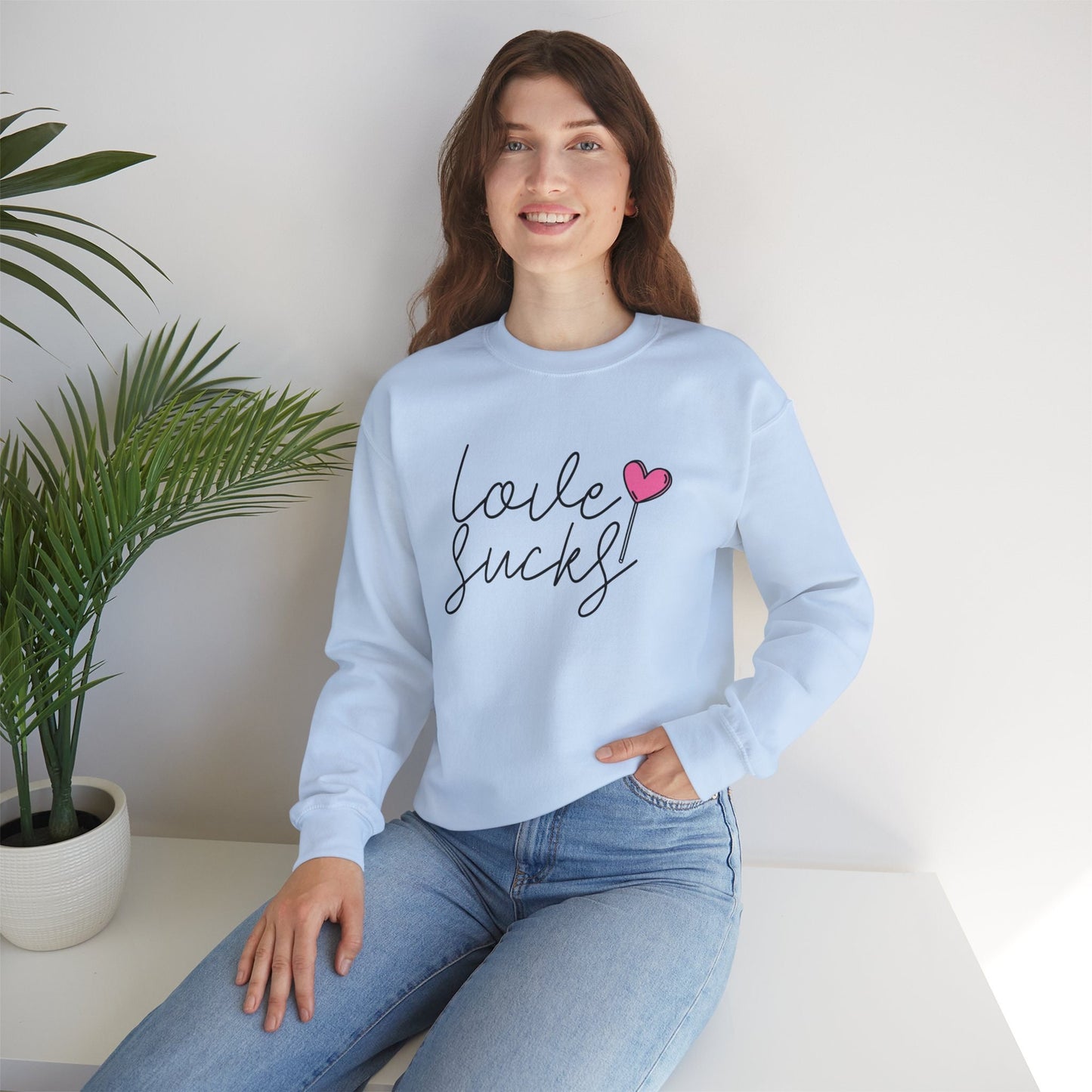 Love Sucks Funny Valentine Sweatshirt, Valentines Day Shirt, Long Sleeves Shirt, Lollipop Sugar Shirt, Anti Valentines Day Shirt