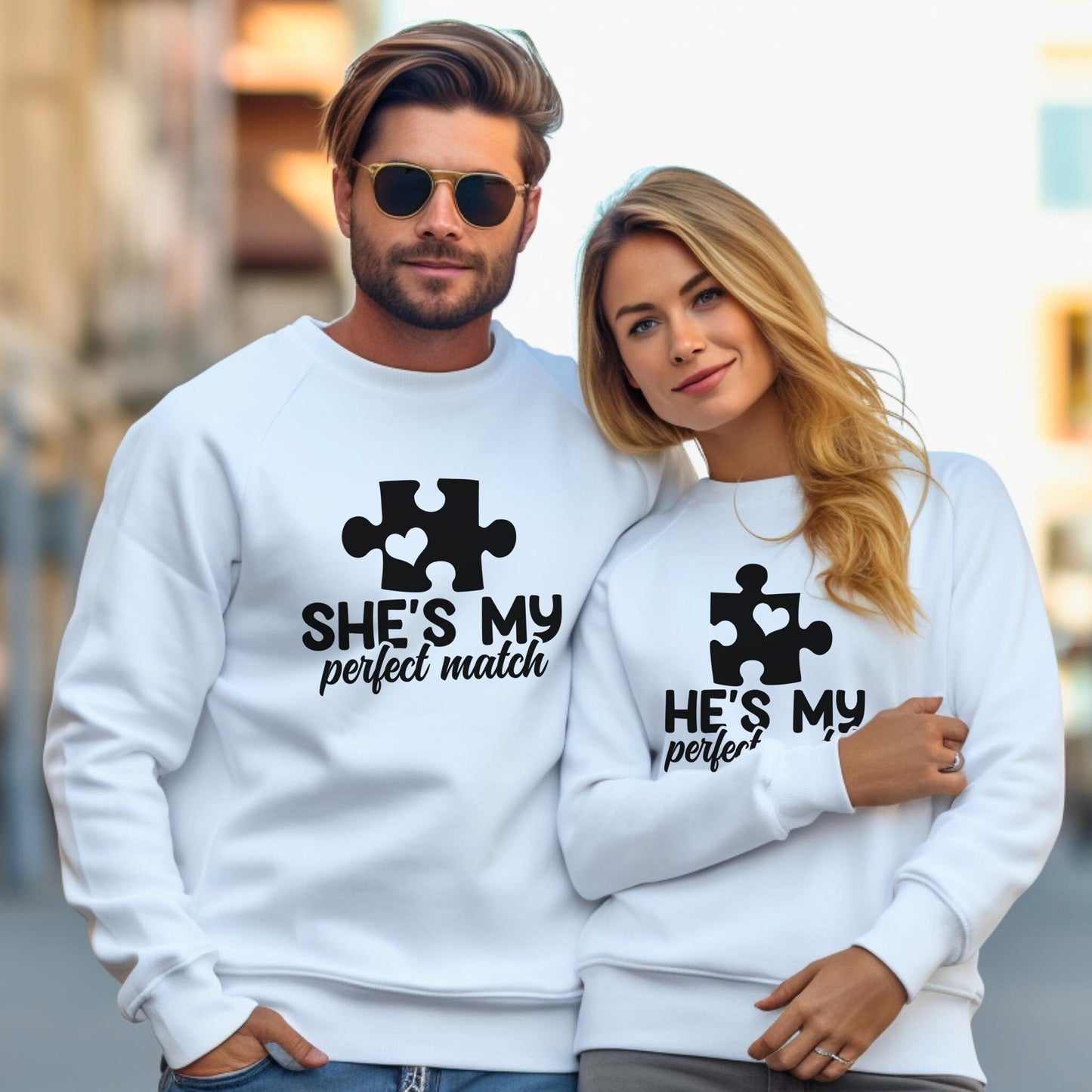 He is my Perfect Match Valentine Sweatshirt, Funny Valentines Day Shirt, Romantic Matching Couple Shirt, Gift for Her, Gift for Him