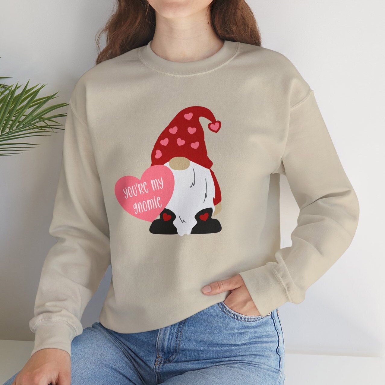 Sweat-shirt Gnome de la Saint-Valentin avec cœur, chemise cadeau de Saint-Valentin, chemises de Saint-Valentin pour femme, chemise à manches longues de Saint-Valentin