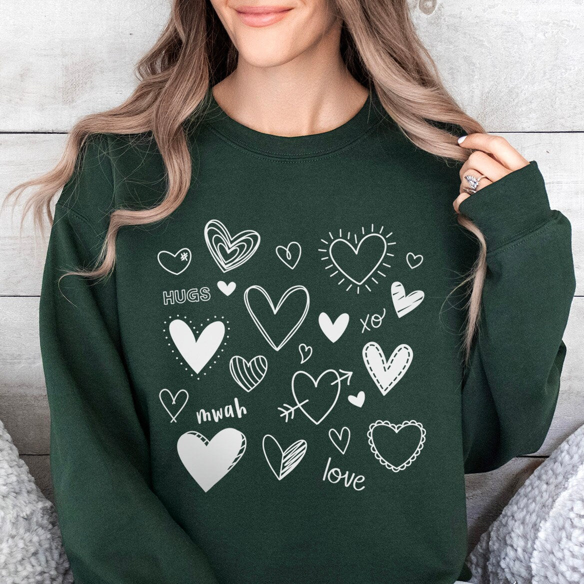 Sweat-shirt de Saint-Valentin avec collage de cœurs d'amour, chemise d'amour à manches longues pour la Saint-Valentin avec des cœurs, chemise d'amour pour la Saint-Valentin, cadeau pour elle