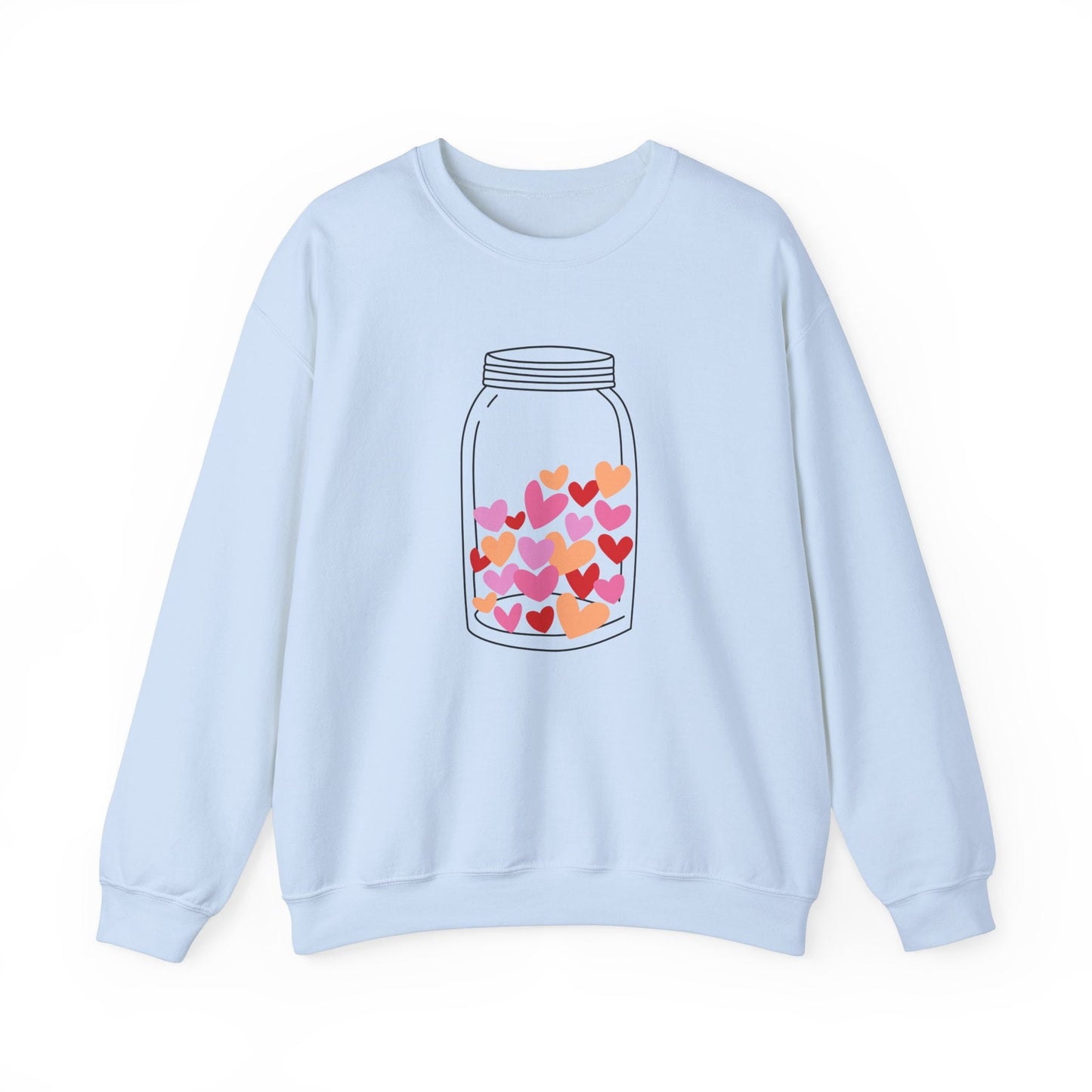 Jar with Valentine Hearts Sweatshirt, Hearts in a Jar Valentines Day Long Sleeves Love Shirt, Love Shirt for Valentines Day, Gift for Her