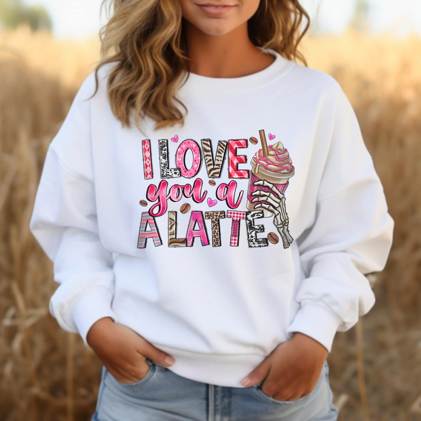 I Love you a Latte Valentines Day Sweatshirt, Valentines Day Gift Long Sleeve Shirt, Funny Valentines Day Shirt, Cute Valentines Day Shirt