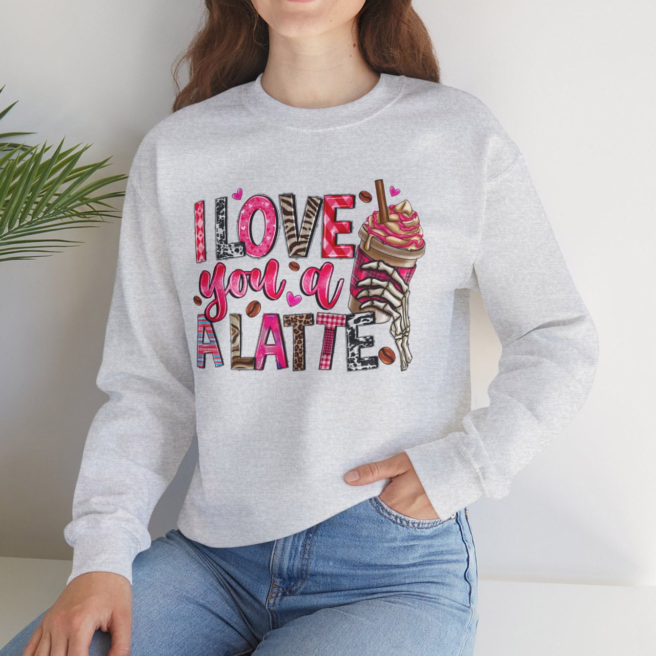 I Love you a Latte Valentines Day Sweatshirt, Valentines Day Gift Long Sleeve Shirt, Funny Valentines Day Shirt, Cute Valentines Day Shirt