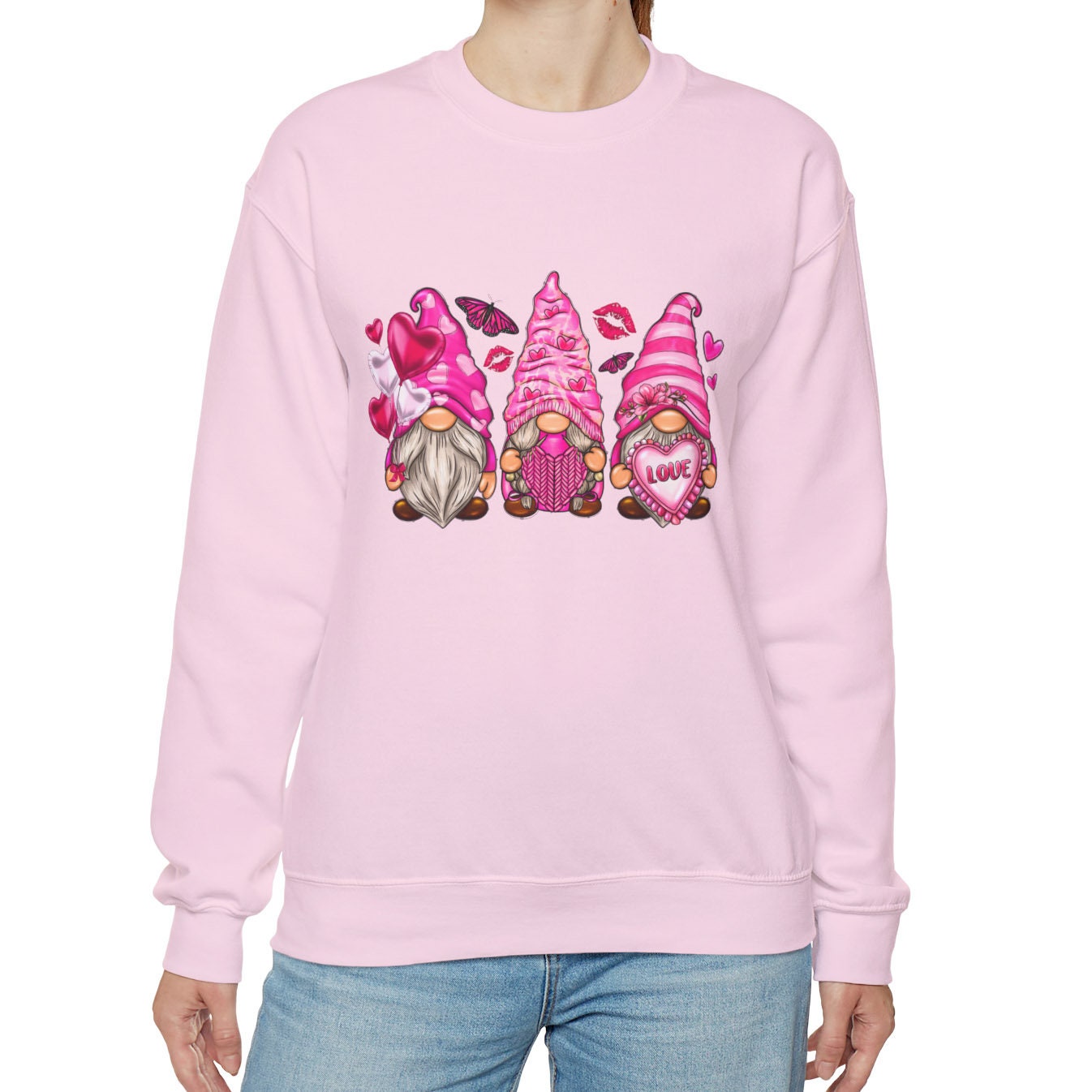 Valentines Day Gnomes Sweatshirt, Valentines Day Long Sleeves Gnomes Shirt, Valentines Gnomes with Heart Shirt, Cute Gnomes Gift Shirt