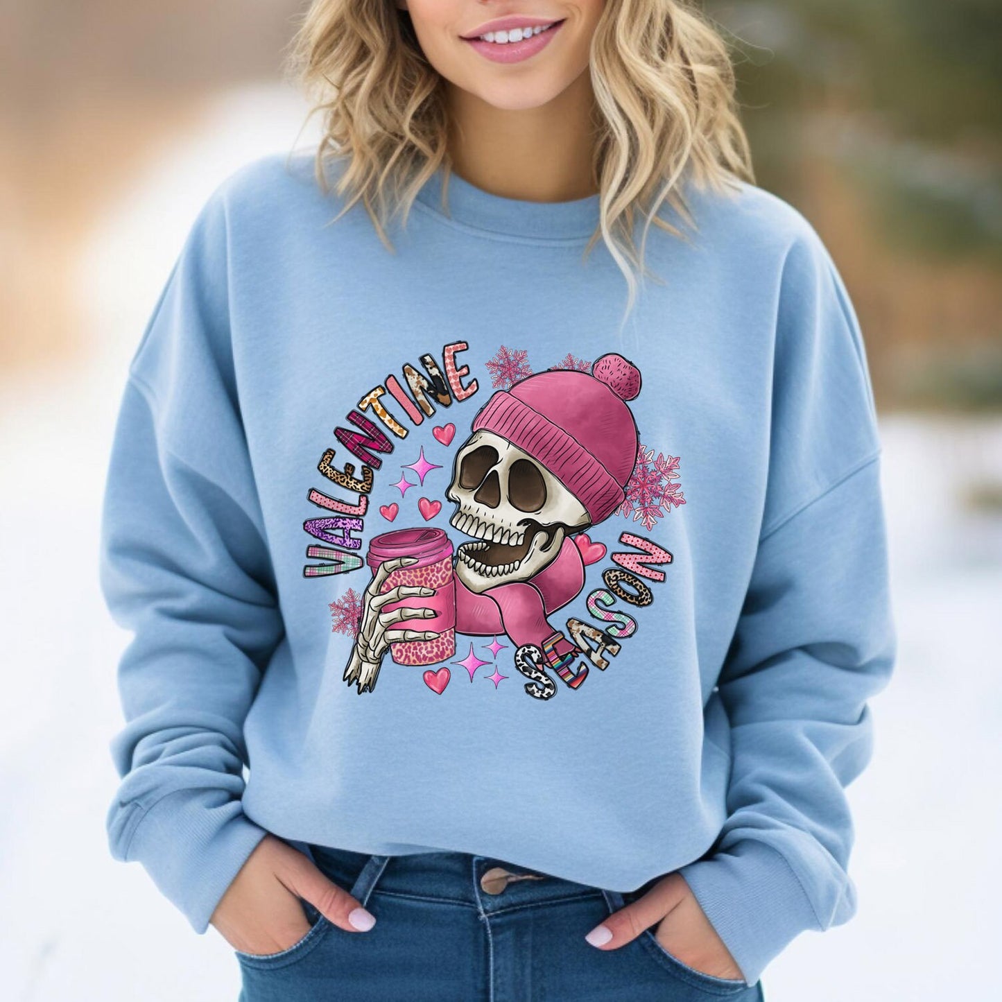 Valentine Season Skull Sweatshirt, Valentines Day Long Sleeves Skull Shirt, Shirt with Skull, Funny Skeleton Gift Shirt for Valentines Day