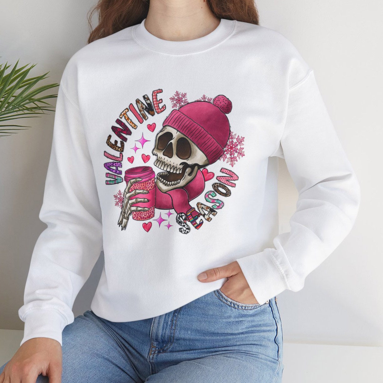 Valentine Season Skull Sweatshirt, Valentines Day Long Sleeves Skull Shirt, Shirt with Skull, Funny Skeleton Gift Shirt for Valentines Day