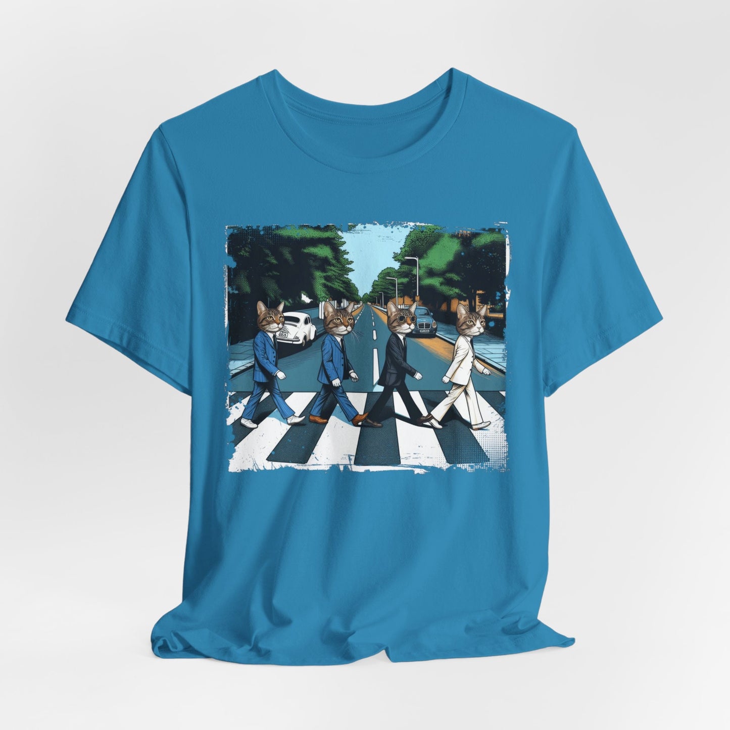 T-shirt pour chat traversant la route, t-shirt drôle de chat, t-shirt de chats d'Abbey Road, t-shirt amusant de chat, t-shirt drôle de haut, t-shirt d'amoureux de chat