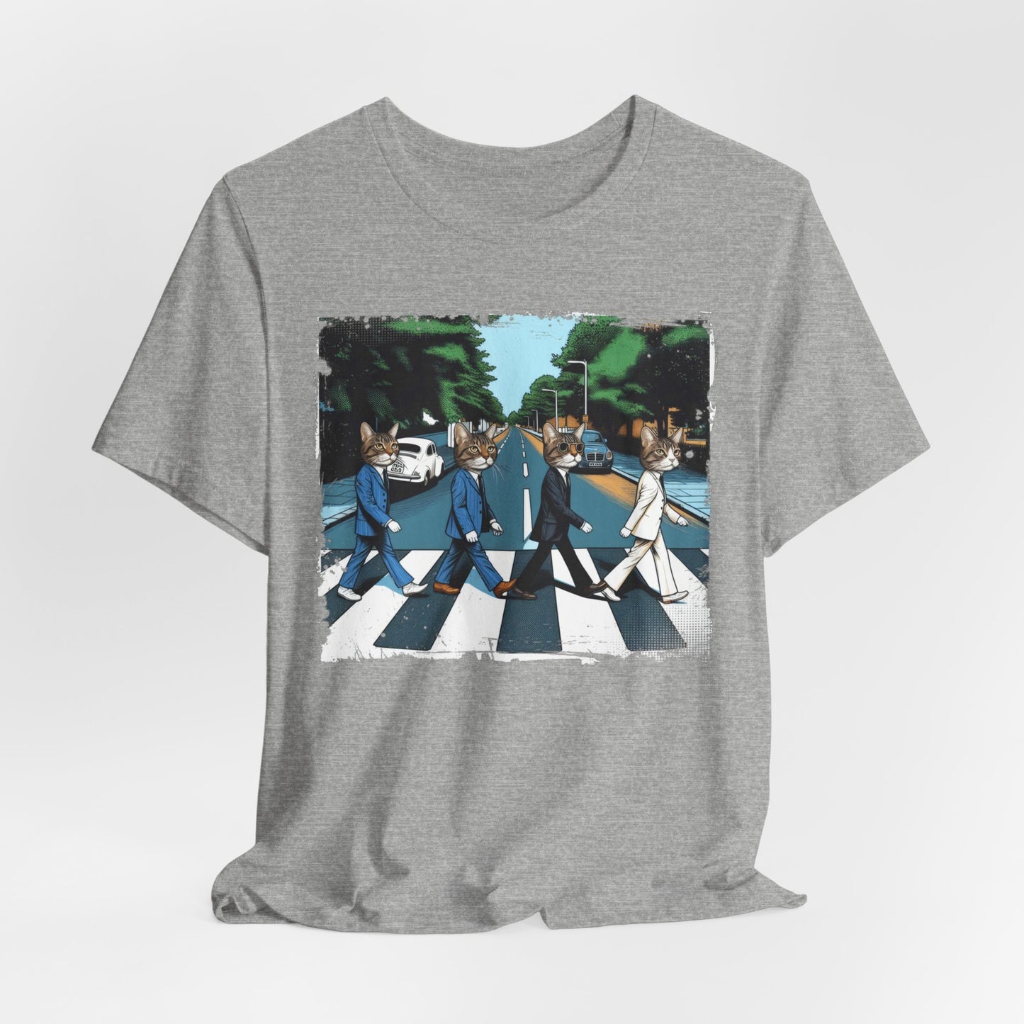 T-shirt pour chat traversant la route, t-shirt drôle de chat, t-shirt de chats d'Abbey Road, t-shirt amusant de chat, t-shirt drôle de haut, t-shirt d'amoureux de chat