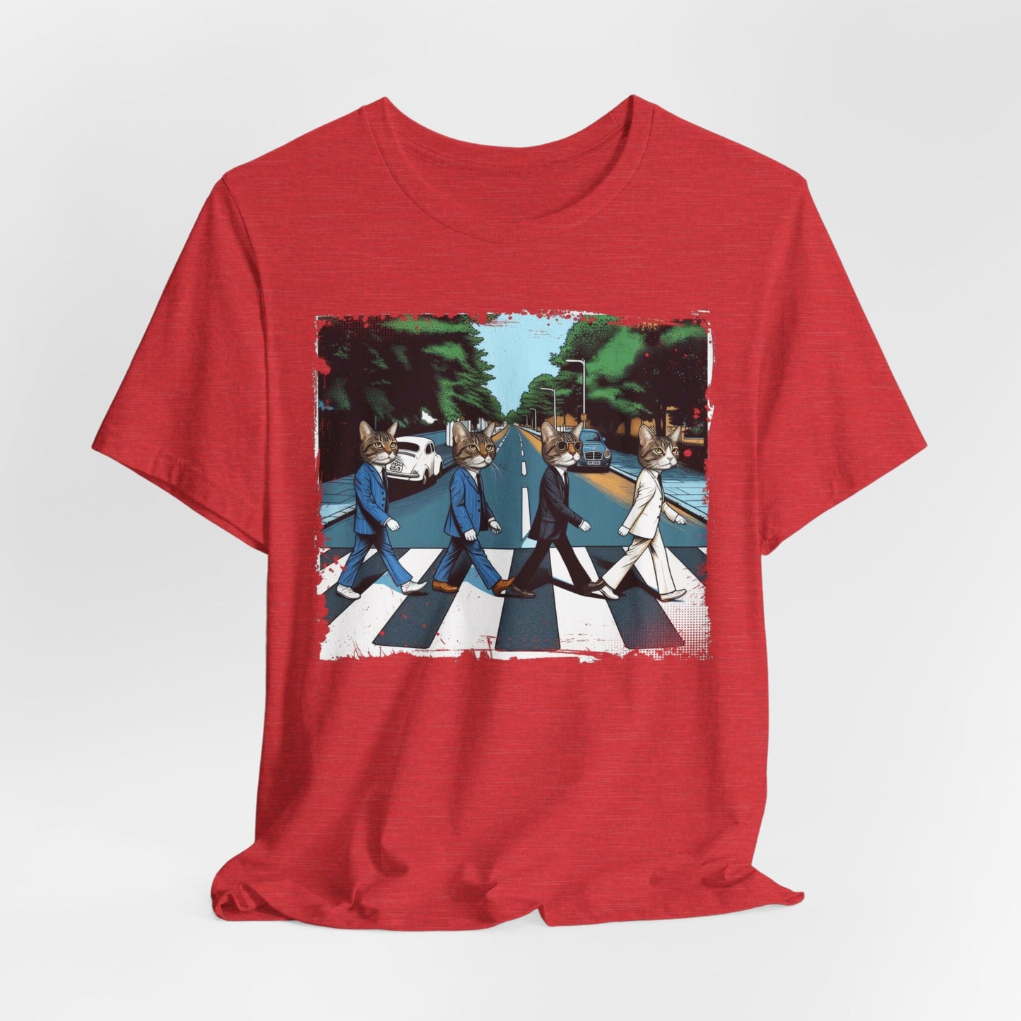 T-shirt pour chat traversant la route, t-shirt drôle de chat, t-shirt de chats d'Abbey Road, t-shirt amusant de chat, t-shirt drôle de haut, t-shirt d'amoureux de chat