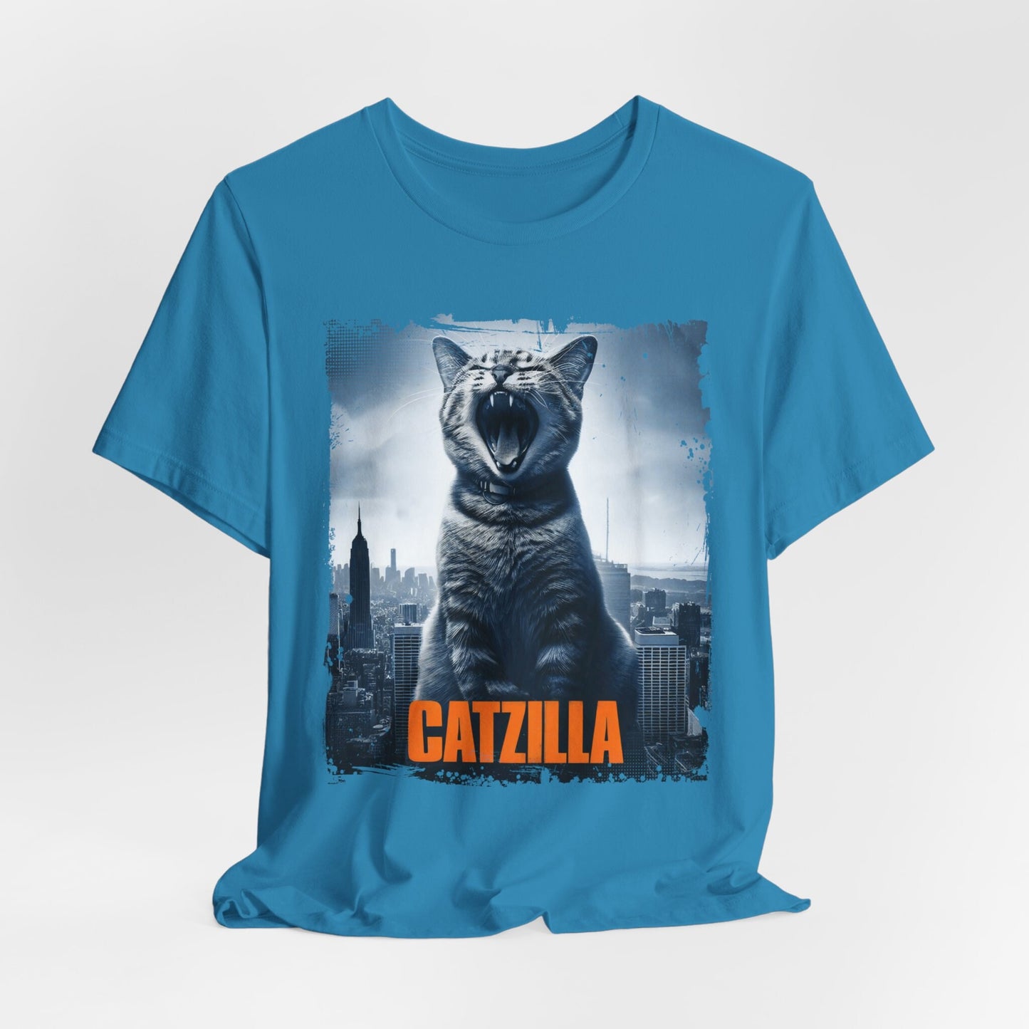 T-shirt drôle de chat Catzilla, T-shirt drôle de monstre de chat, tenue de propriétaire de chat, t-shirt cadeau amoureux des chats, t-shirt amusant de chat, t-shirt drôle de haut