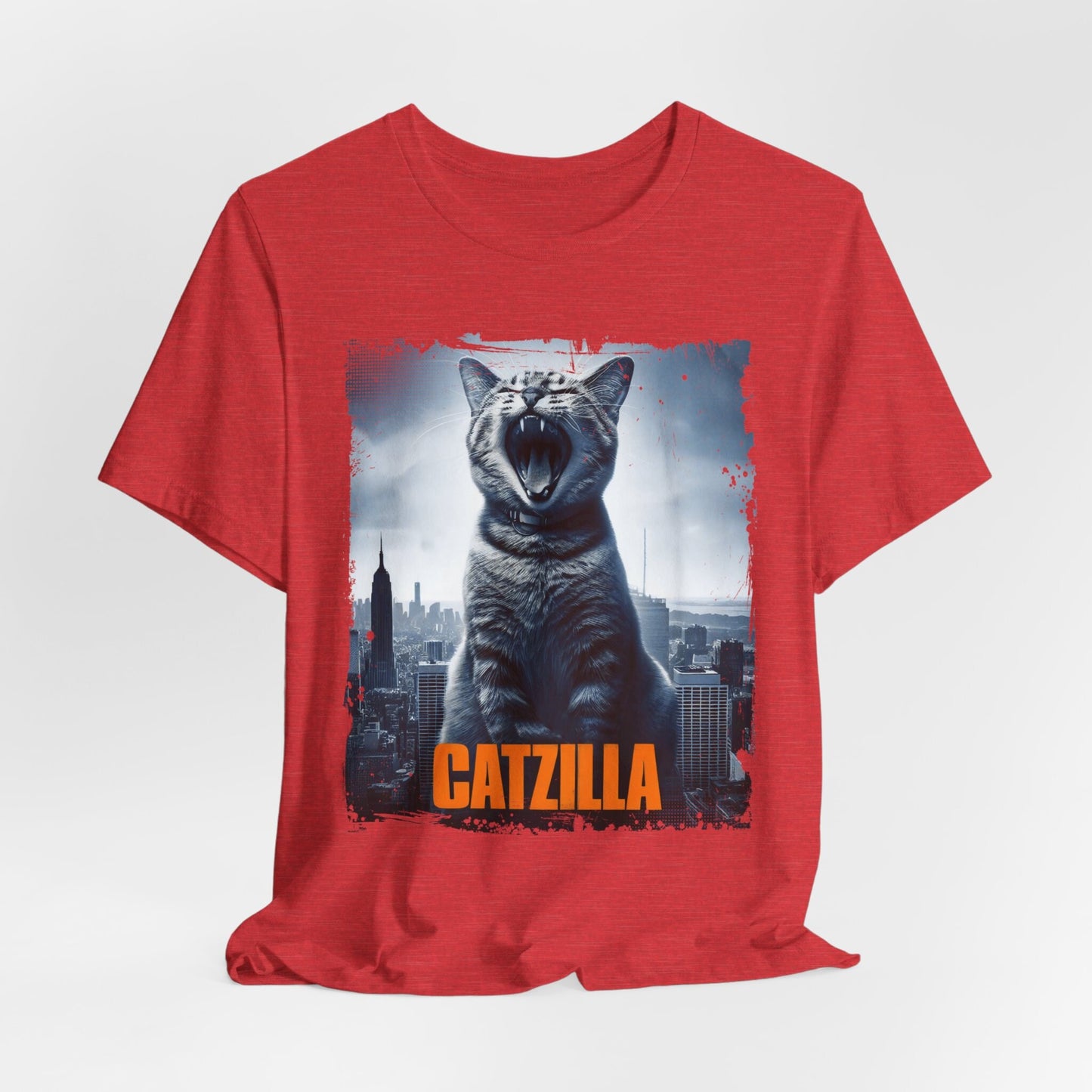 T-shirt drôle de chat Catzilla, T-shirt drôle de monstre de chat, tenue de propriétaire de chat, t-shirt cadeau amoureux des chats, t-shirt amusant de chat, t-shirt drôle de haut