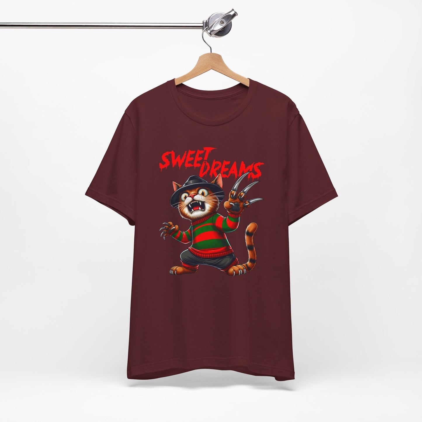 T-shirt Sweet Dreams Freddy Krueger, t-shirt humoristique pour chat, t-shirt cadeau pour amoureux des chats, t-shirt parodique de film, t-shirt de film d'horreur, t-shirt de tueur en série