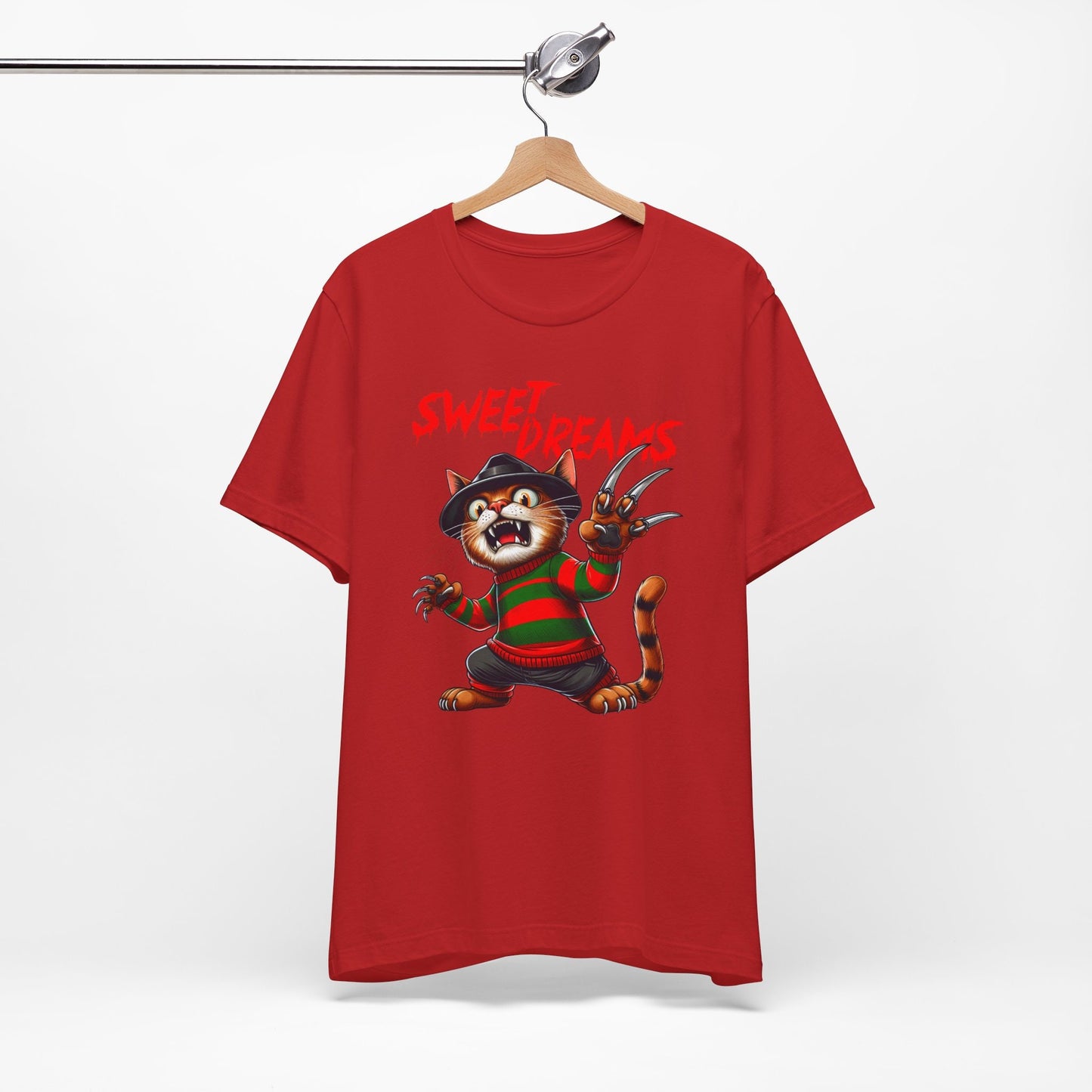 T-shirt Sweet Dreams Freddy Krueger, t-shirt humoristique pour chat, t-shirt cadeau pour amoureux des chats, t-shirt parodique de film, t-shirt de film d'horreur, t-shirt de tueur en série