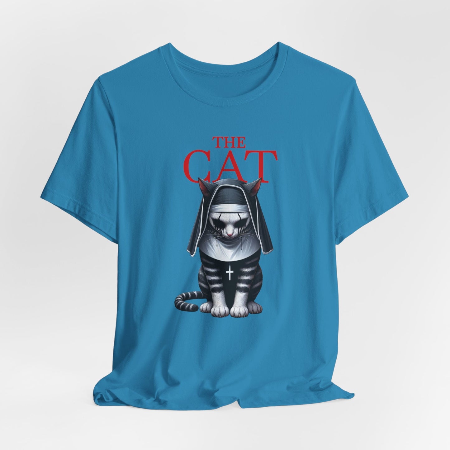 T-shirt Le chat, T-shirt humour chat, T-shirt parodique La Nonne chat, T-shirt horreur chat, T-shirt amoureux des chats, T-shirt chat effrayant, T-shirt cadeau pour les amoureux des chats