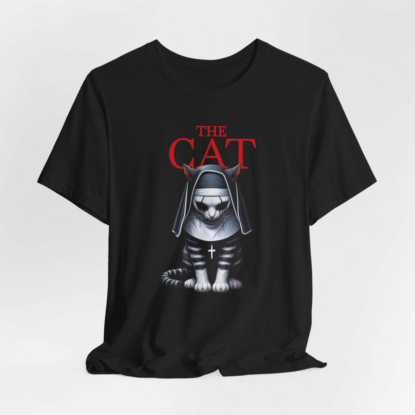 T-shirt Le chat, T-shirt humour chat, T-shirt parodique La Nonne chat, T-shirt horreur chat, T-shirt amoureux des chats, T-shirt chat effrayant, T-shirt cadeau pour les amoureux des chats