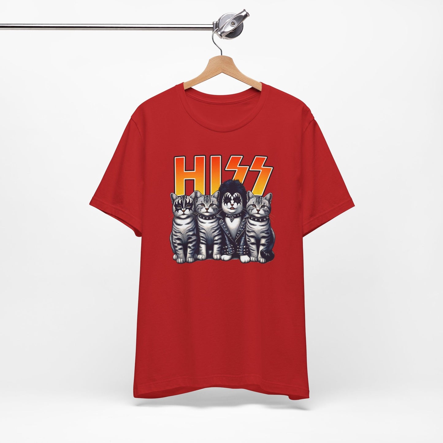 Cute Rocker Cats Hiss T-Shirt, Rocker Kittens Shirt, Funny Kiss Parody T-Shirt, Rockstars Cat Tee Shirt, Cat Lovers Fun Gift T Shirt