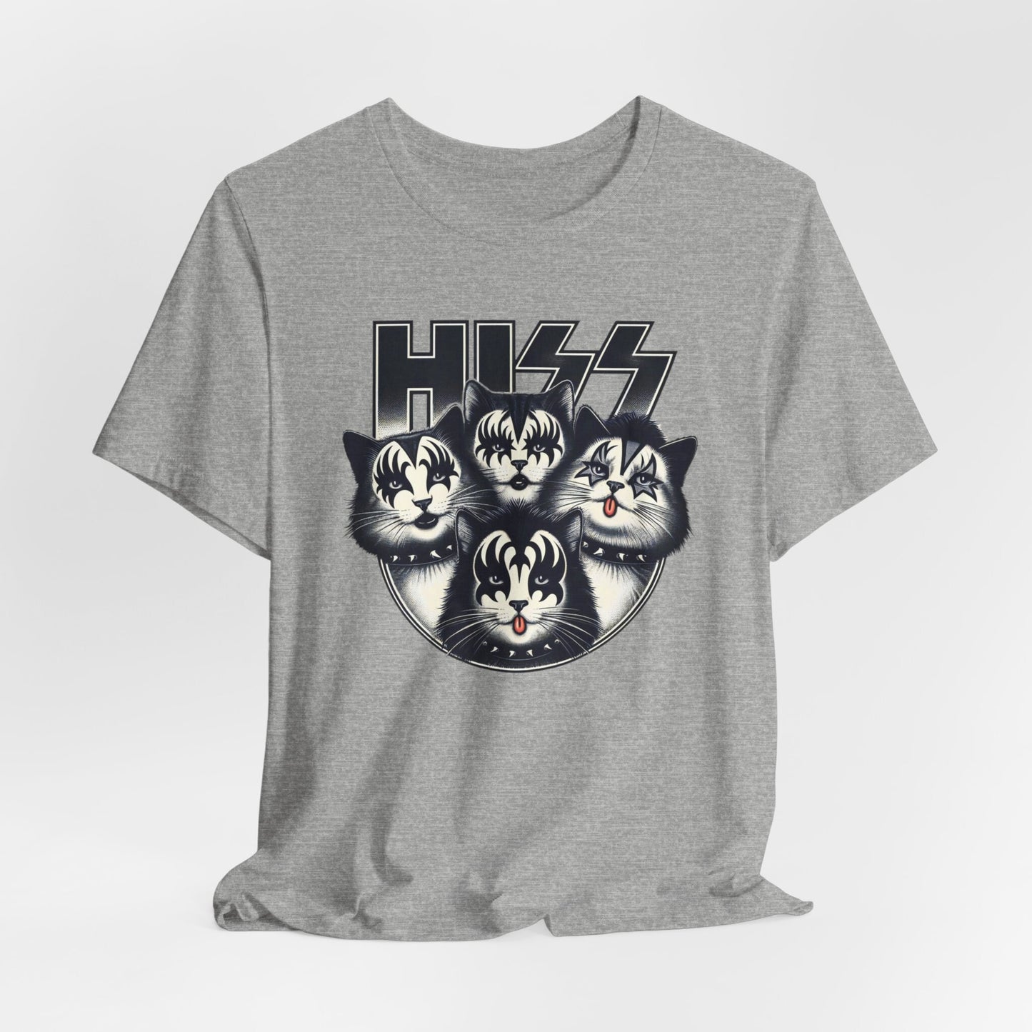 Hiss Rocker Kittens T-Shirt, Rocker Cats Shirt, Funny Kiss Parody T-Shirt, Humour Cat Tee Shirt, Cat Lovers Funny Gift T Shirt, Rockstar Cat