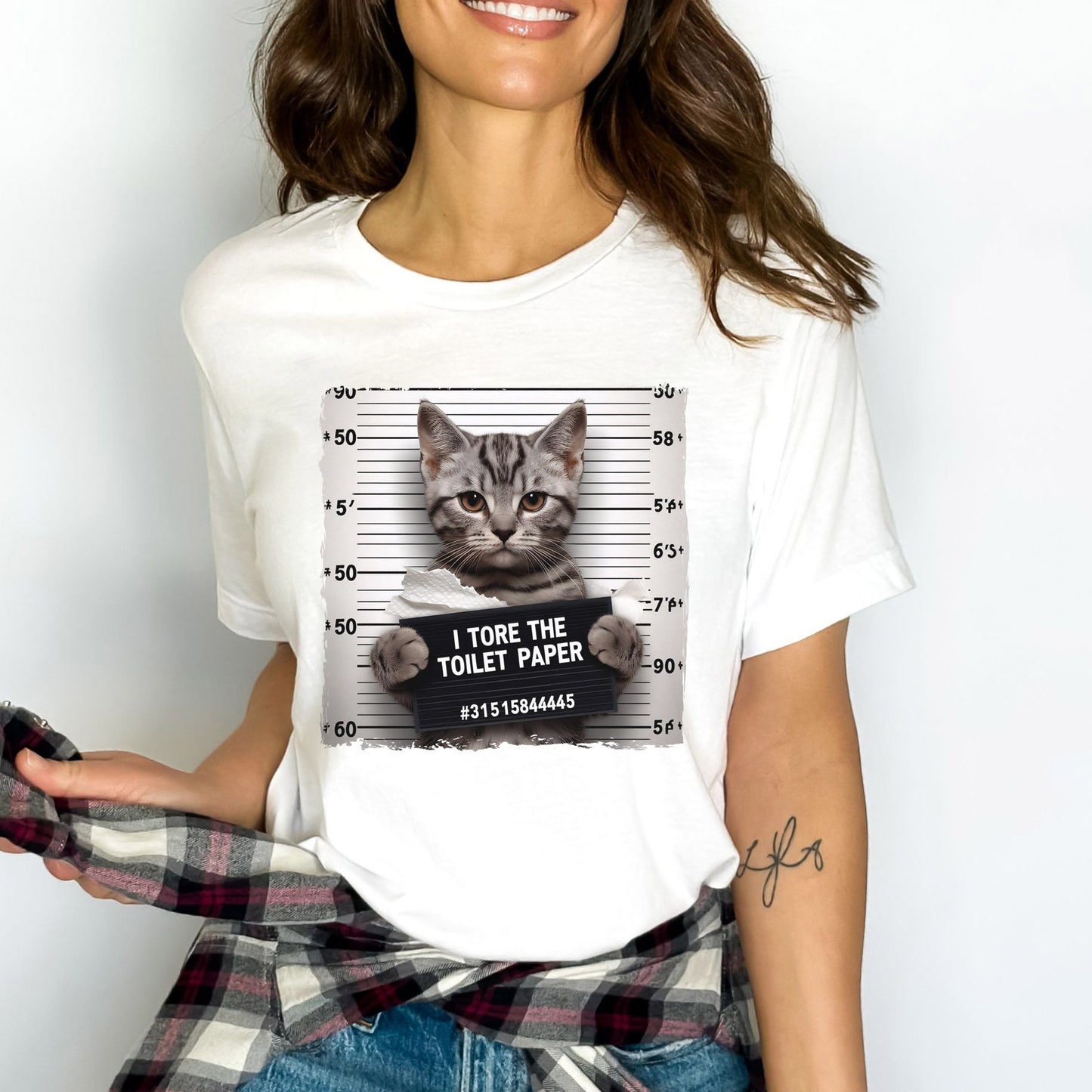 T-shirt Bad Kitty, T-shirt drôle de chat, T-shirt de chat coupable, T-shirt cadeau pour amoureux des chats, J'ai déchiré le papier toilette T-shirt Bad Kitty, T-shirt cadeau pour propriétaire de chat