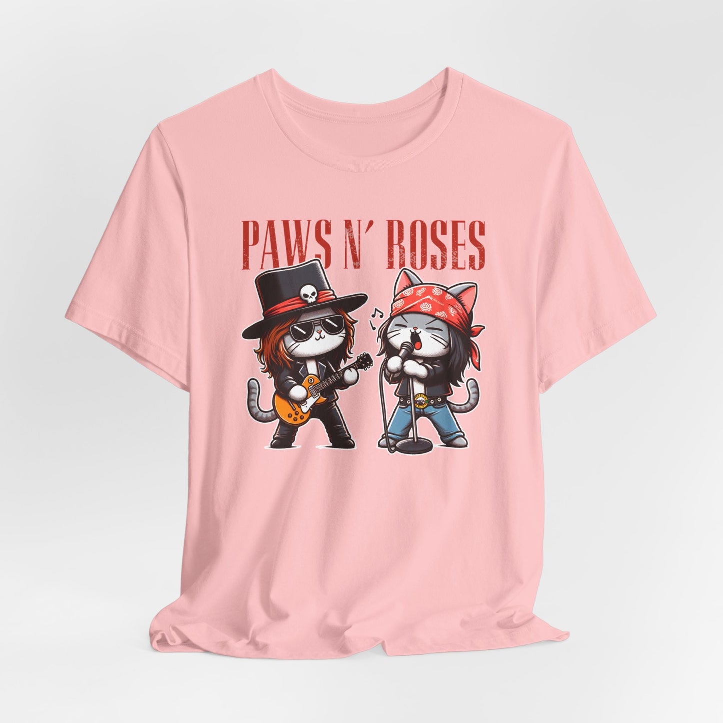 T-shirt Paws and Roses Cats, T-shirt drôle Paws Cat, T-shirt Rocker Cats, T-shirt cadeau pour amoureux des chats, T-shirt parodique drôle Guns and Roses