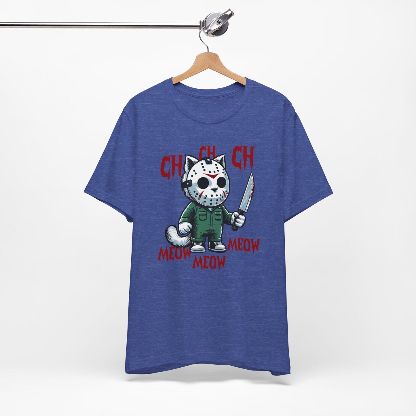 T-shirt chat effrayant, t-shirt drôle amoureux des chats, t-shirt parodique de film d'horreur, t-shirt cadeau amoureux des chats, t-shirt chat drôle, t-shirt chat parodique Halloween