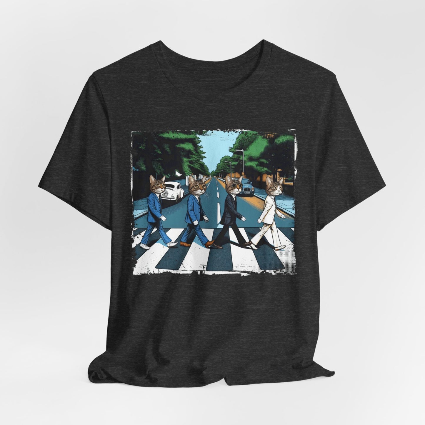 T-shirt pour chat traversant la route, t-shirt drôle de chat, t-shirt de chats d'Abbey Road, t-shirt amusant de chat, t-shirt drôle de haut, t-shirt d'amoureux de chat