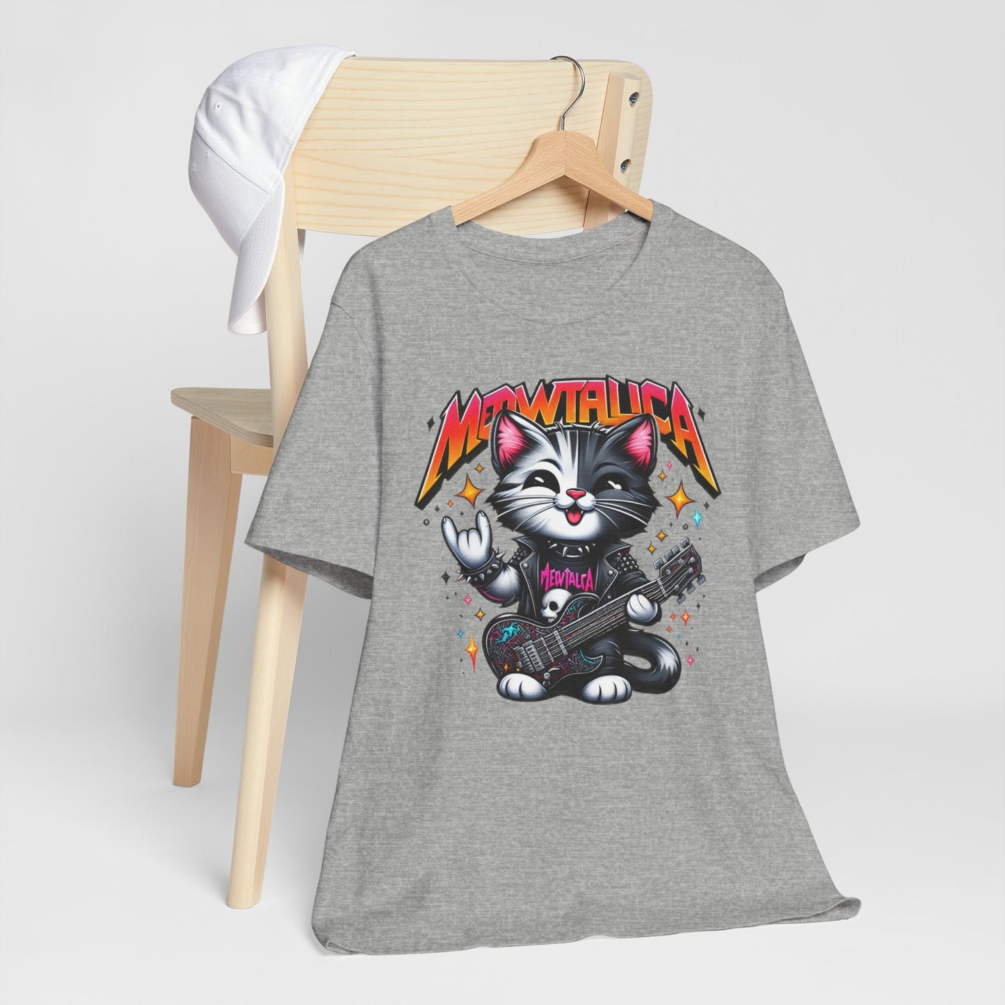 T-shirt drôle de chat Meowtallica, t-shirt de chat humoristique, t-shirt amusant pour les amoureux des chats, t-shirt Rockstar CatTee, t-shirt cadeau pour les amoureux des chats, t-shirt drôle