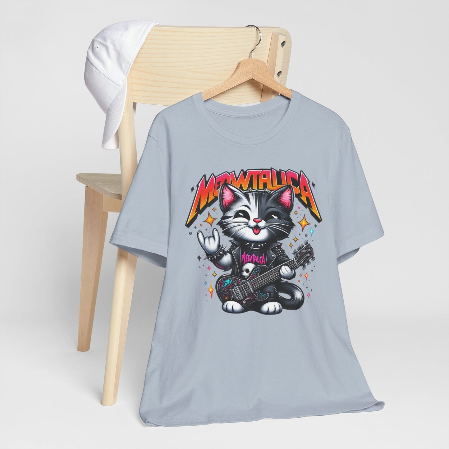 T-shirt drôle de chat Meowtallica, t-shirt de chat humoristique, t-shirt amusant pour les amoureux des chats, t-shirt Rockstar CatTee, t-shirt cadeau pour les amoureux des chats, t-shirt drôle