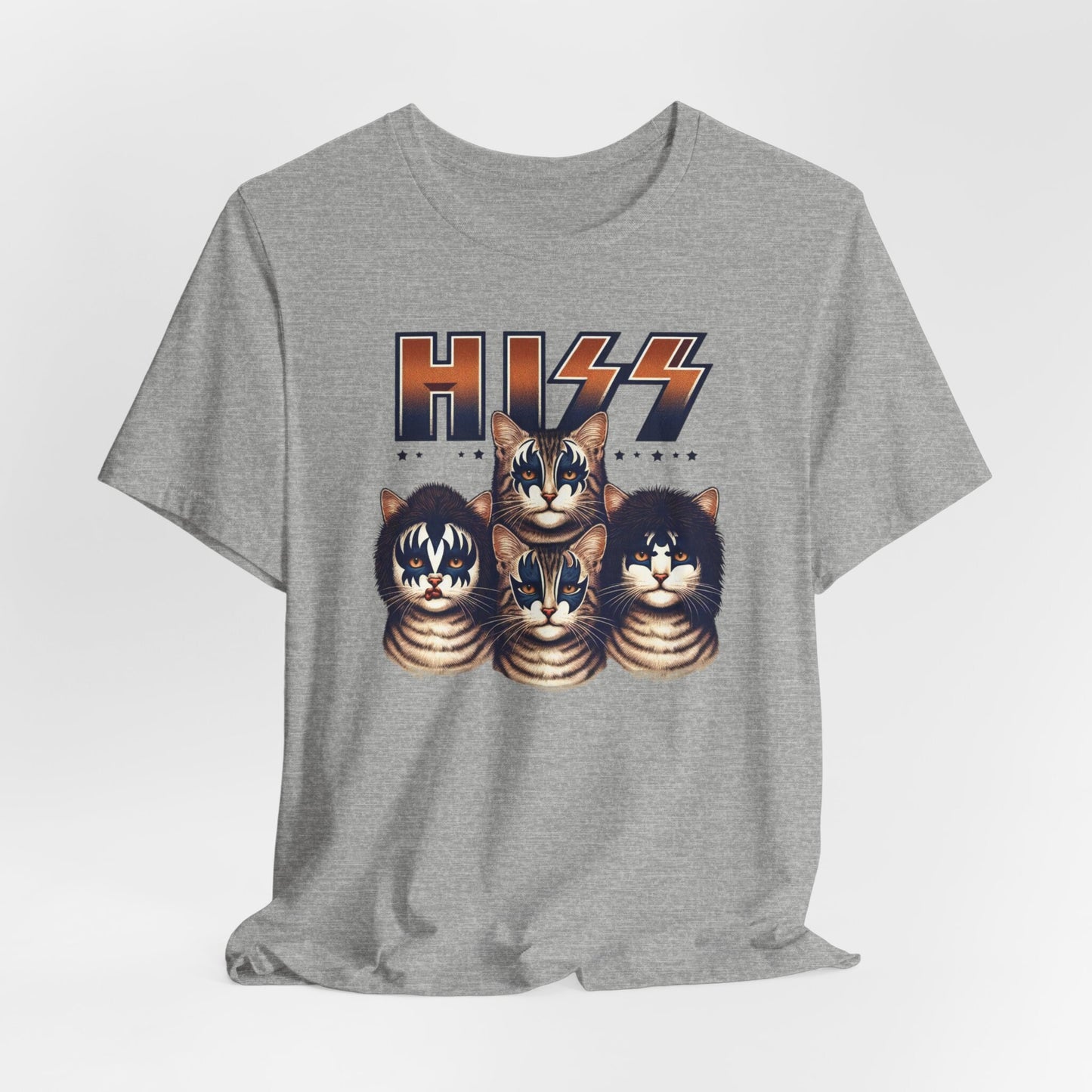 Hiss Cats T-Shirt, Kittens Rock Shirt, Kiss Funny Parody T-Shirt, Humour Cat Shirt, Cat Lovers Fun Gift T Shirt, Rockstar Cat Tee